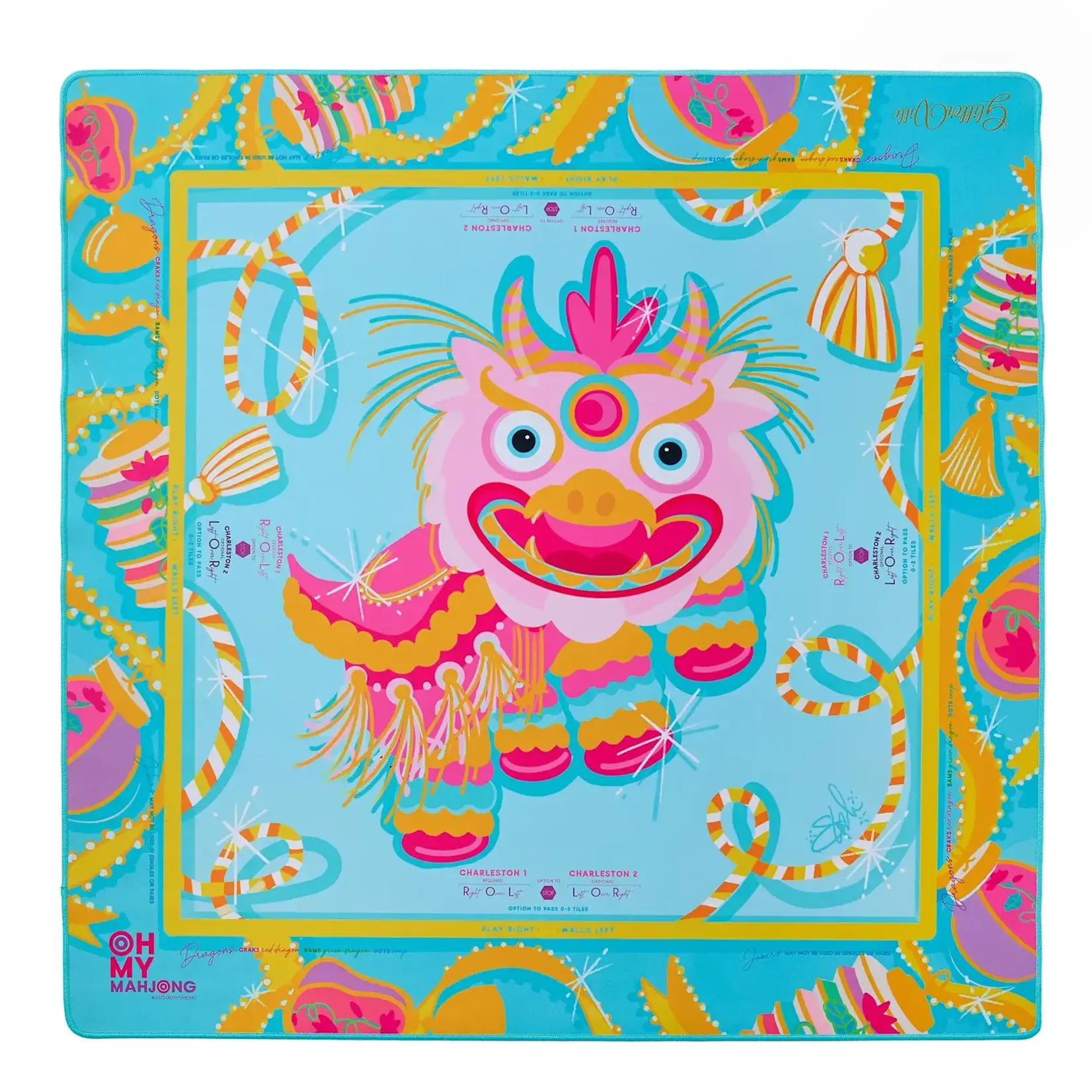 Oh My Mahjong Glitterville Pink Dragon Mat