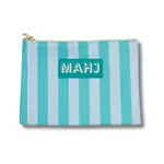 My Fair Mahjong Green & Blue Stripes Premium Mahjong Card & Accessory Bag