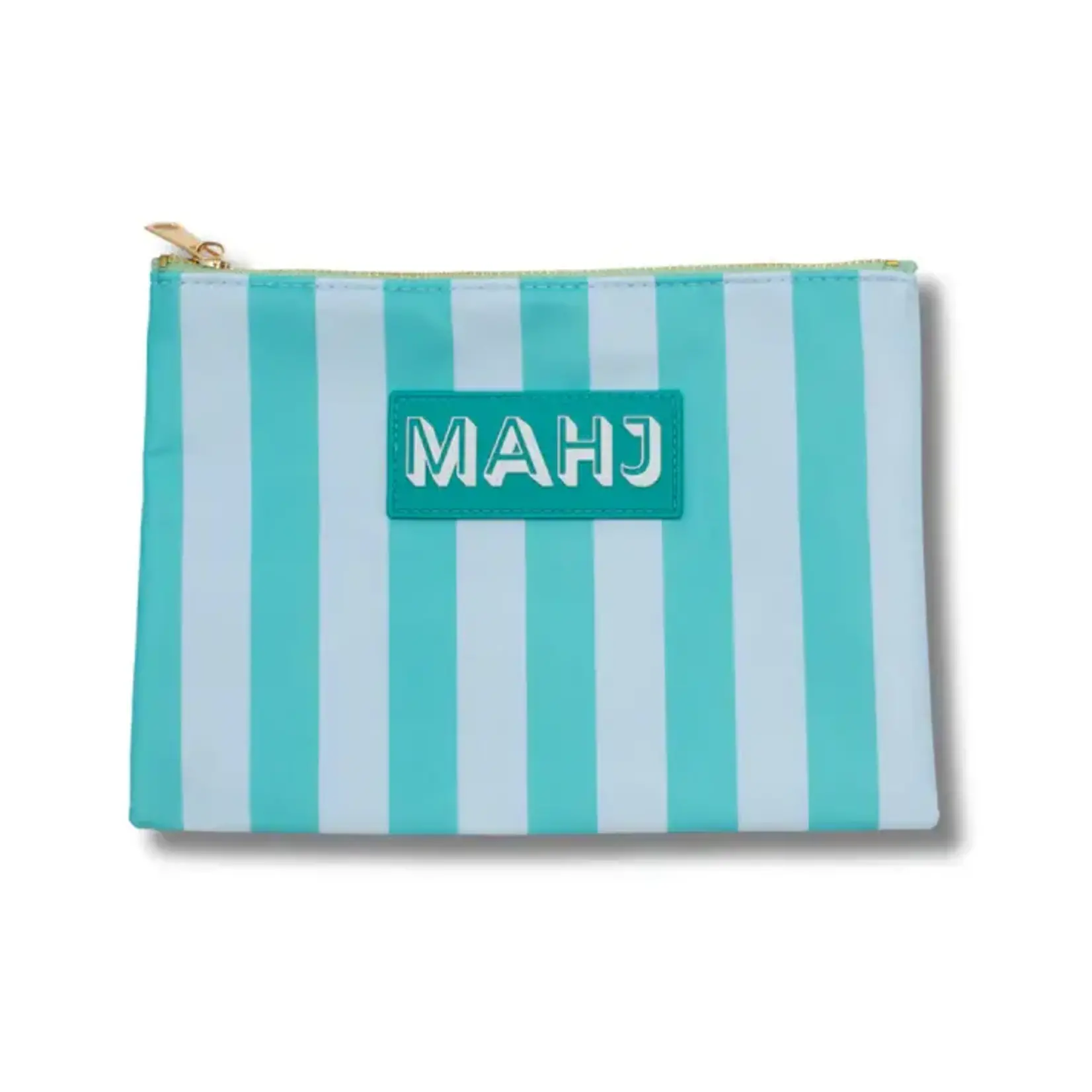 My Fair Mahjong Green & Blue Stripes Premium Mahjong Card & Accessory Bag