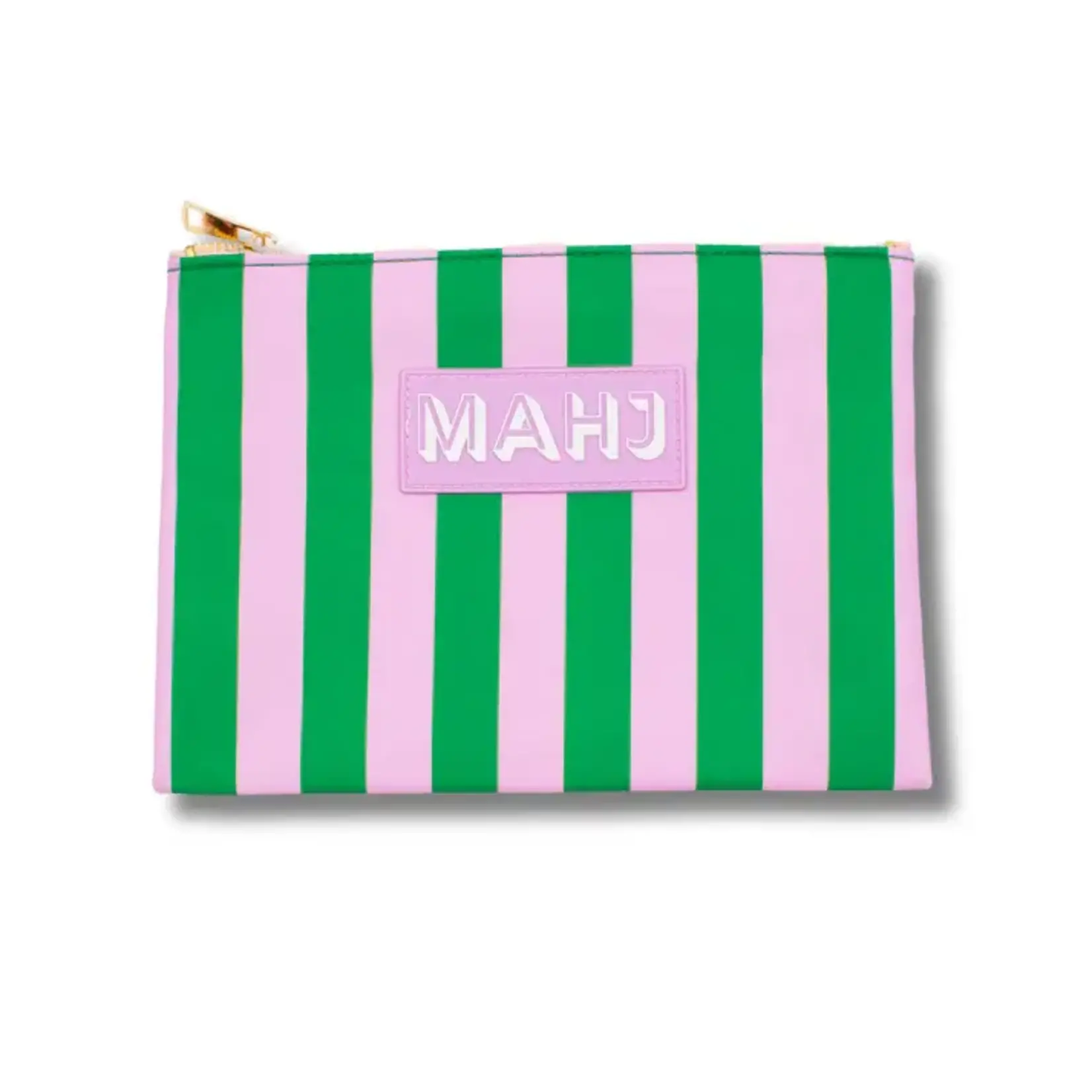My Fair Mahjong Purple & Green Stripes Premium Mahjong Card & Accessory Bag