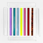 Bam Bird Boutique Lucite Mahjong Rack & Pusher Set (Teal, Soft Blue, Pink & Purple)