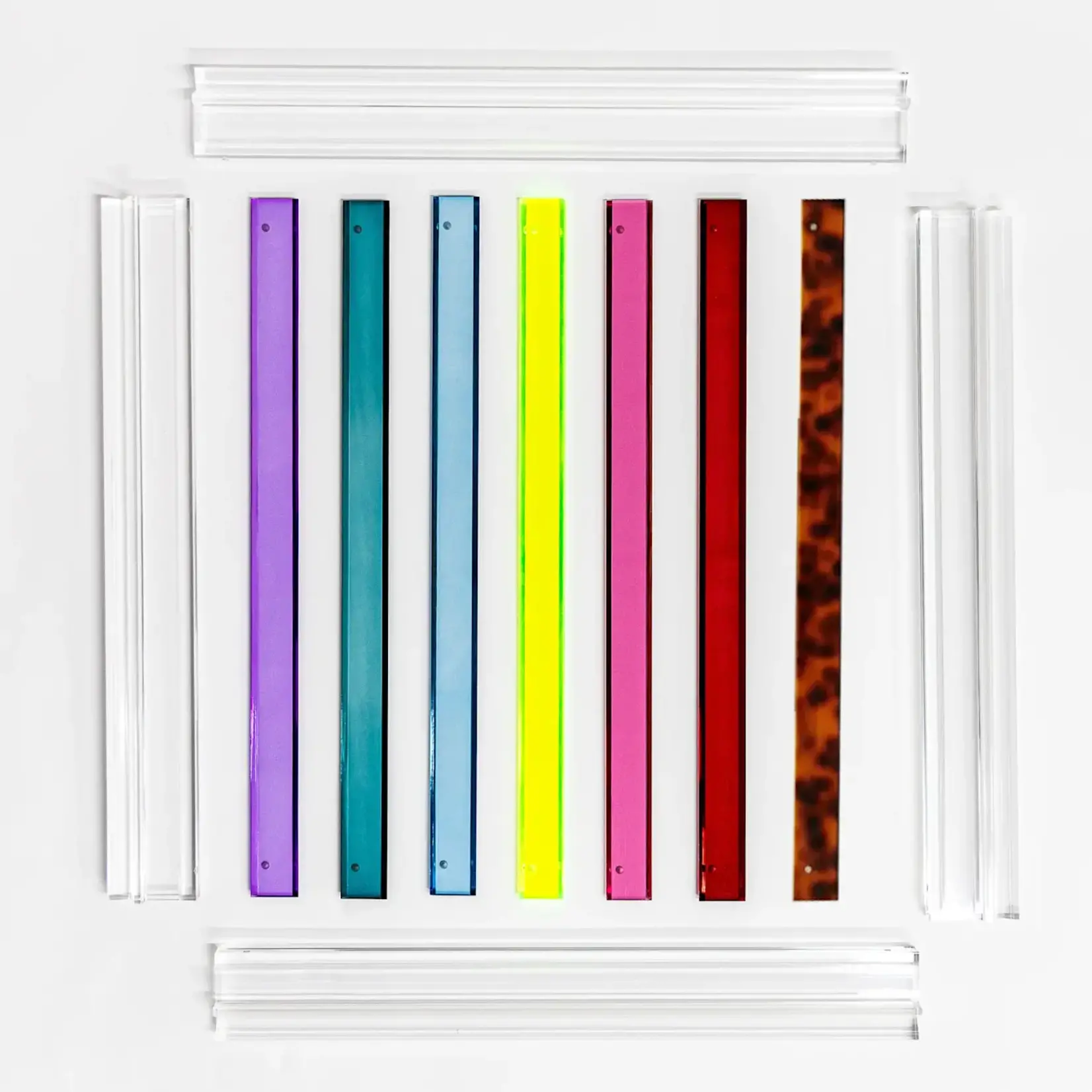 Bam Bird Boutique Lucite Mahjong Rack & Pusher Set (Teal, Soft Blue, Pink & Purple)