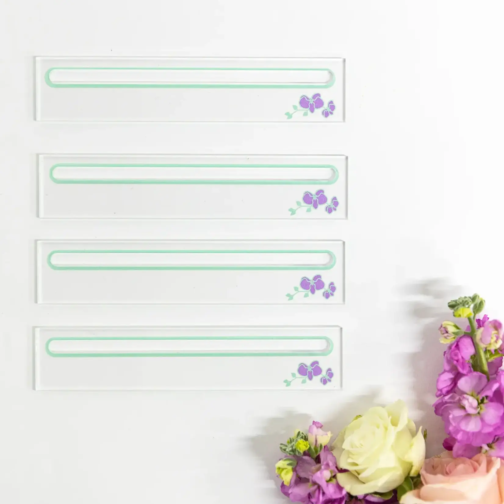 Bam Bird Boutique Clear Acrylic Mahjong Line Finder (Orchid Set of 4)