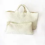 Peace Love Mahjong Ivory Woven Mahjong Carryall