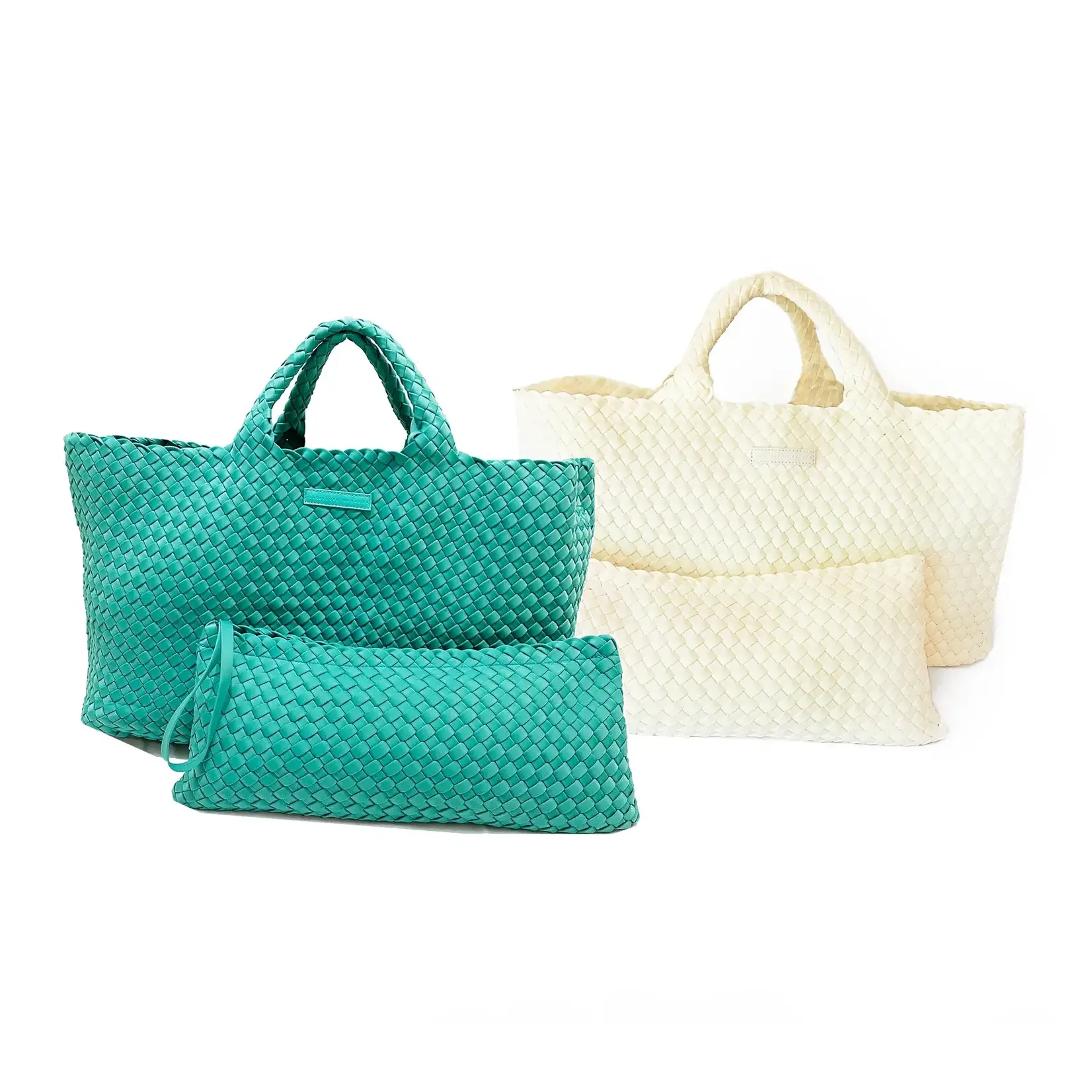 Peace Love Mahjong Ivory Woven Mahjong Carryall