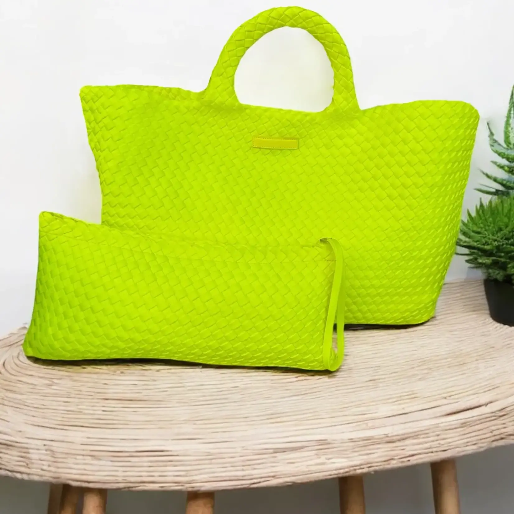 Peace Love Mahjong Chartreuse Woven Mahjong Carryall