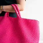 Peace Love Mahjong Bright Pink Woven Mahjong Carryall