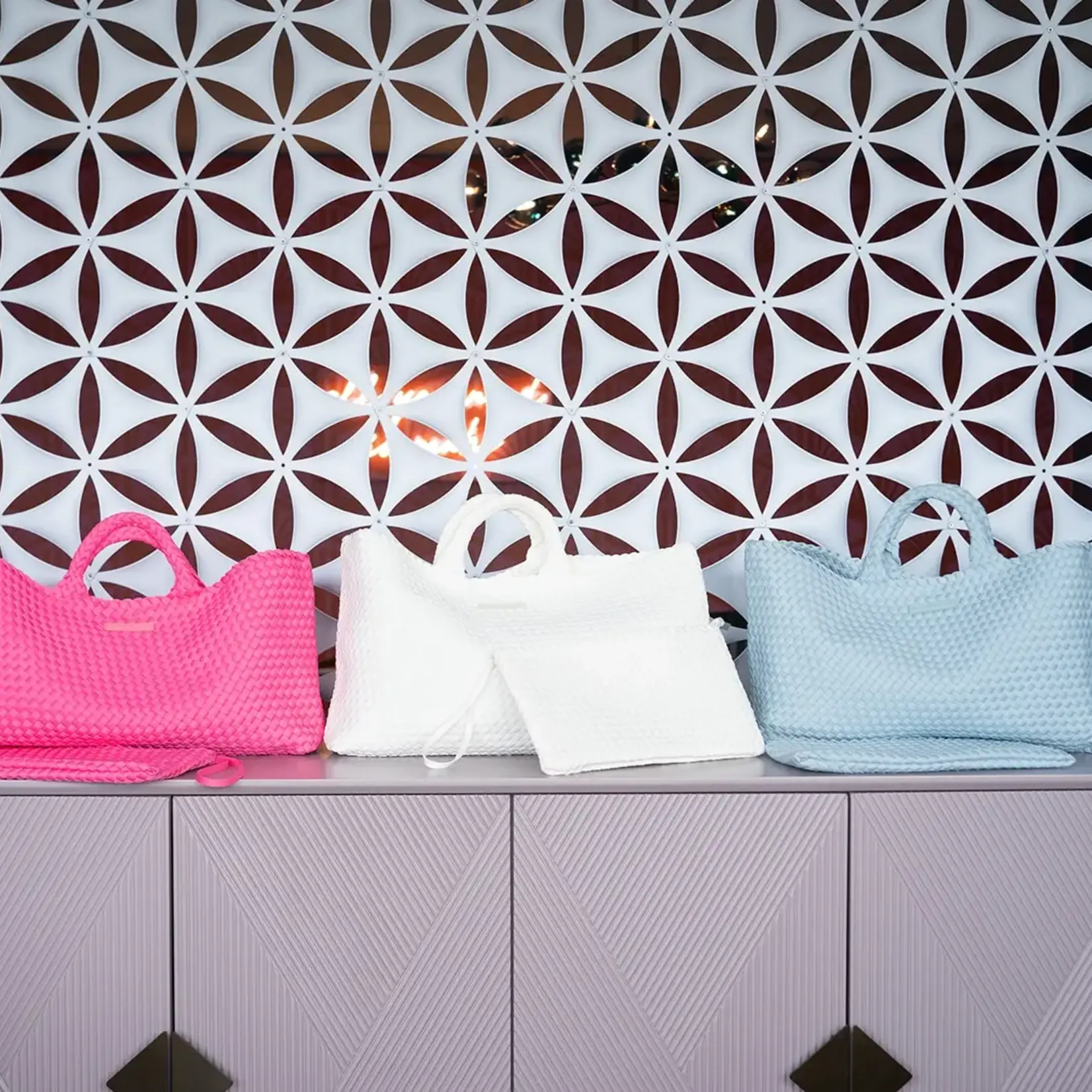 Peace Love Mahjong Light Blue Woven Mahjong Carryall