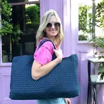 Peace Love Mahjong Navy Woven Mahjong Carryall