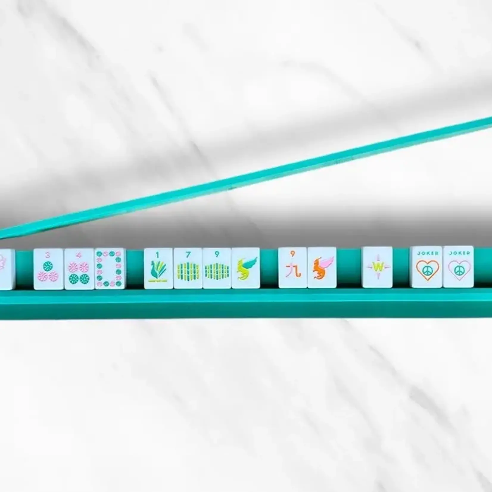 Peace Love Mahjong Aqua Mahjong Racks & Pushers (Set of 4)