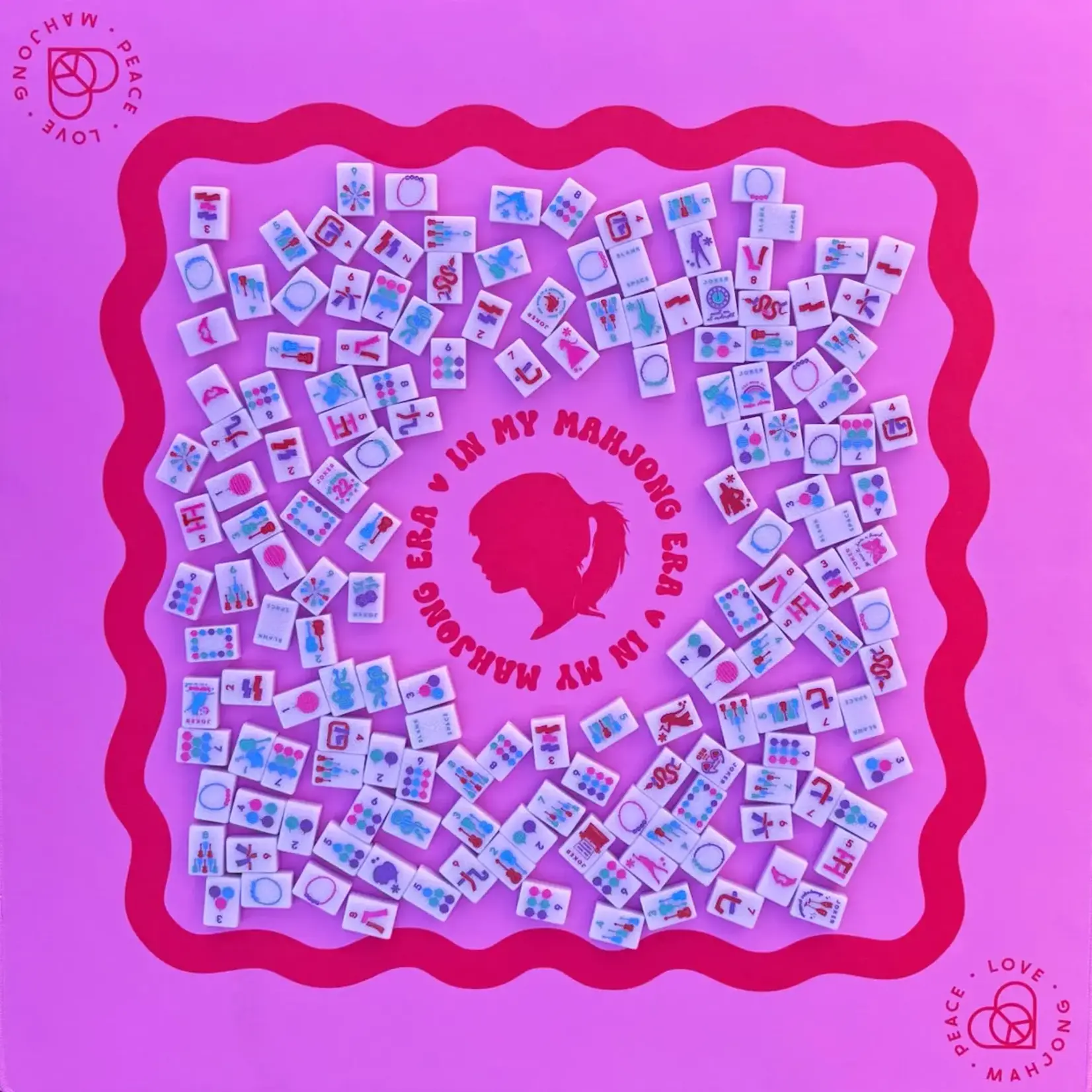 Peace Love Mahjong Taylor's Tiles - Mahjong Set with Tile Pouch and Dice