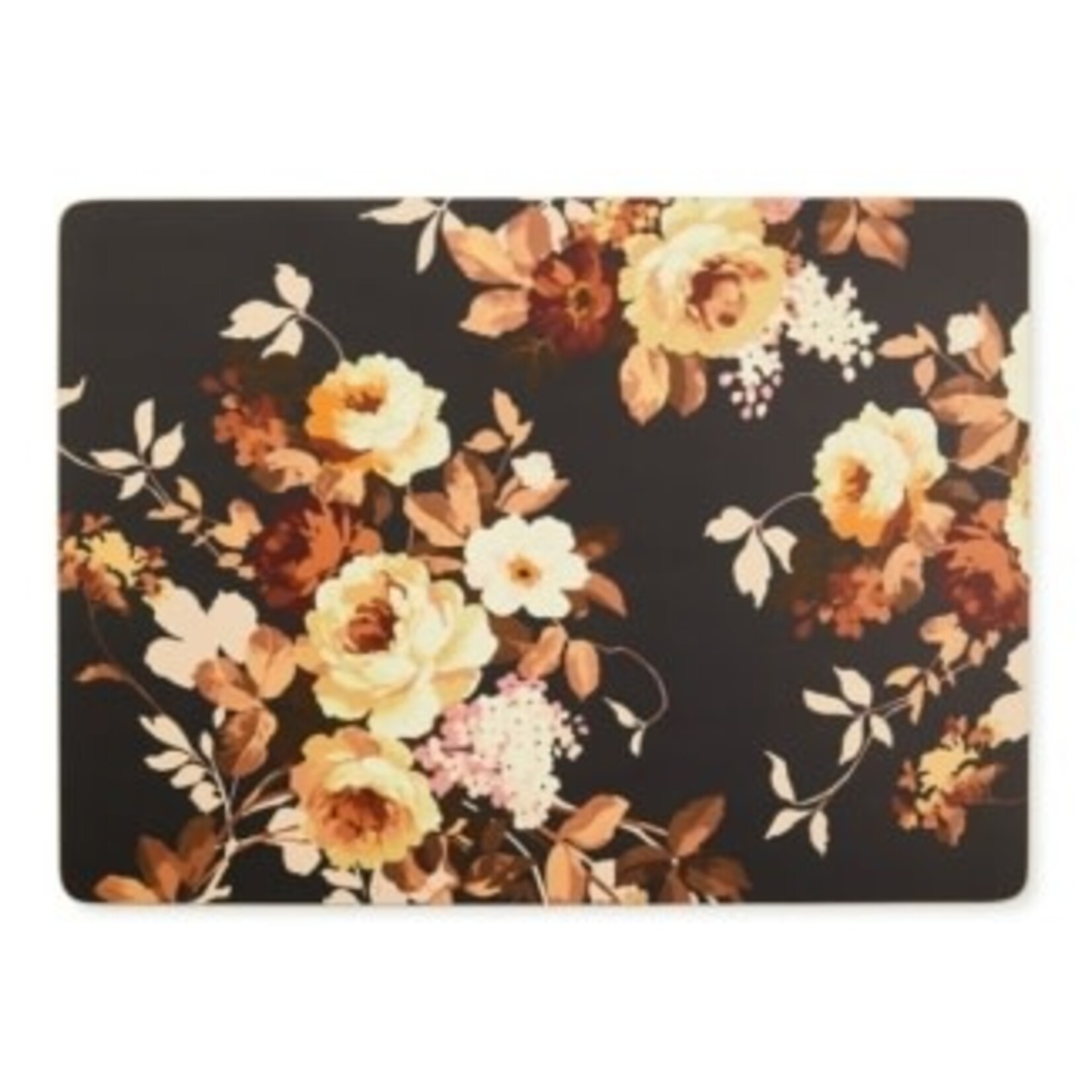 MacKenzie-Childs wild rose brown cork back placemats, set of 4