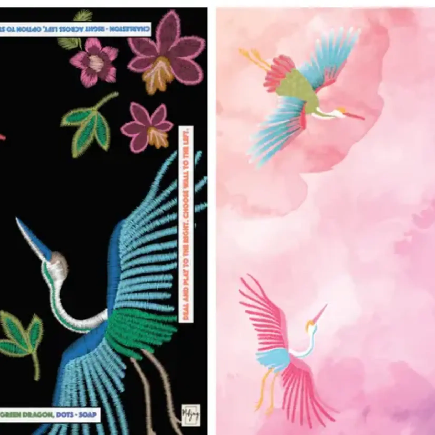 Bespoke Mahjong Cranes and Clouds Double Sided Game Mat