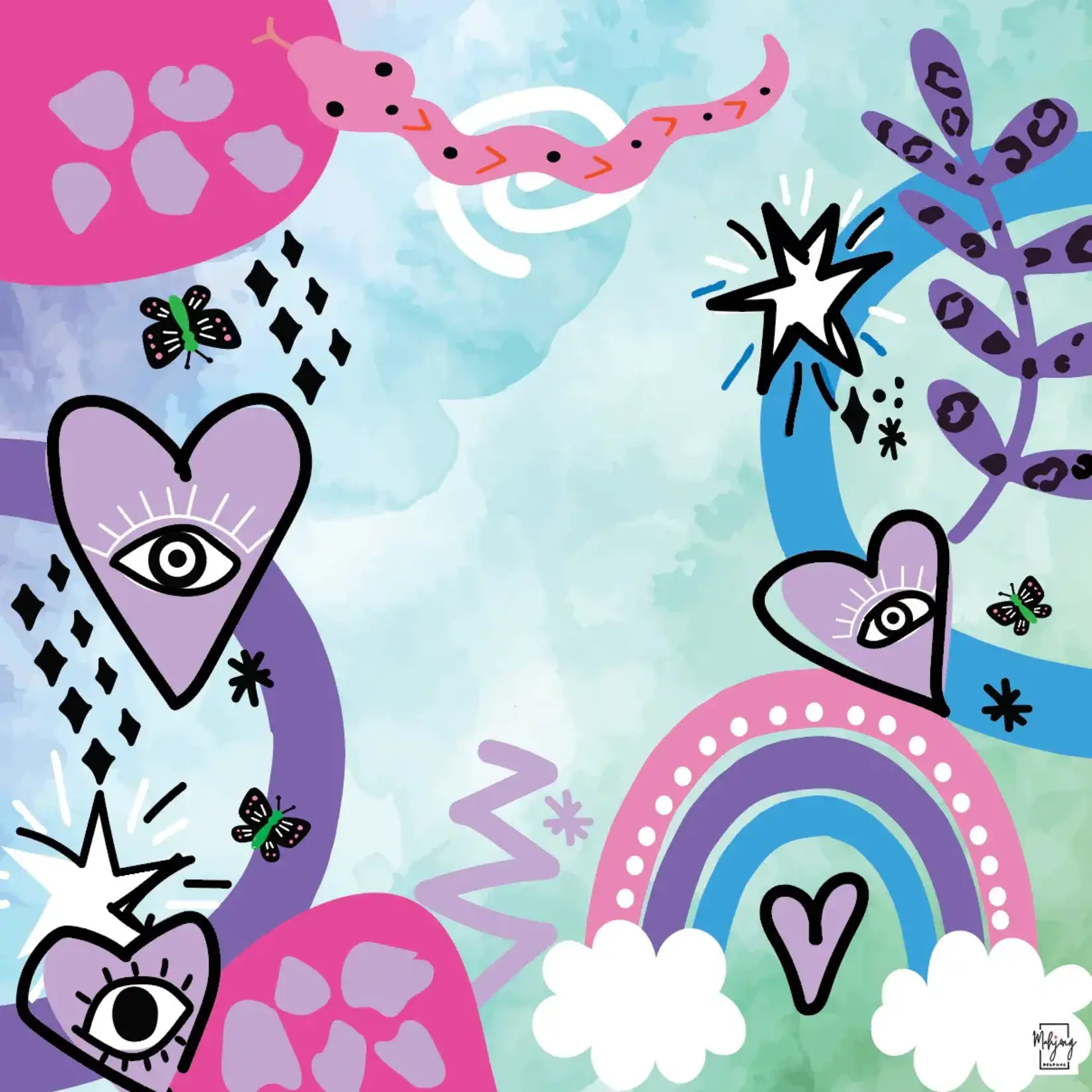 Bespoke Mahjong Lucky Charms Watercolor Whimsy Mahjong Mat