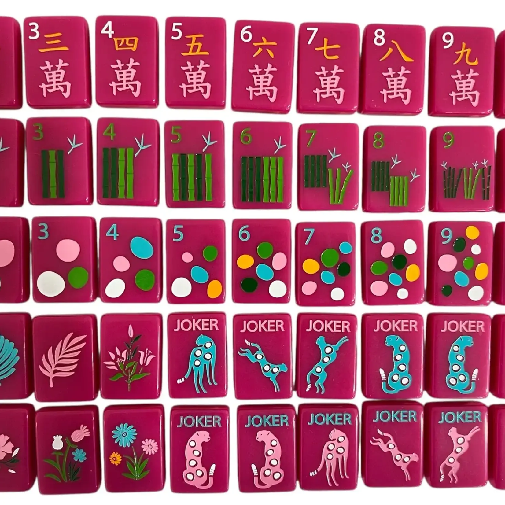 Bespoke Mahjong Wild Pink Springtime Safari Mahjong Tile Set