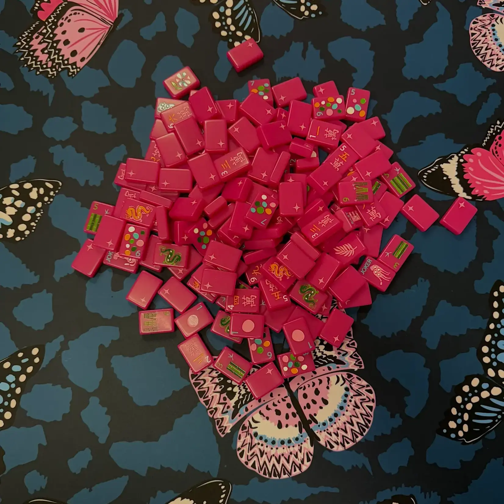 Bespoke Mahjong Wild Pink Springtime Safari Mahjong Tile Set