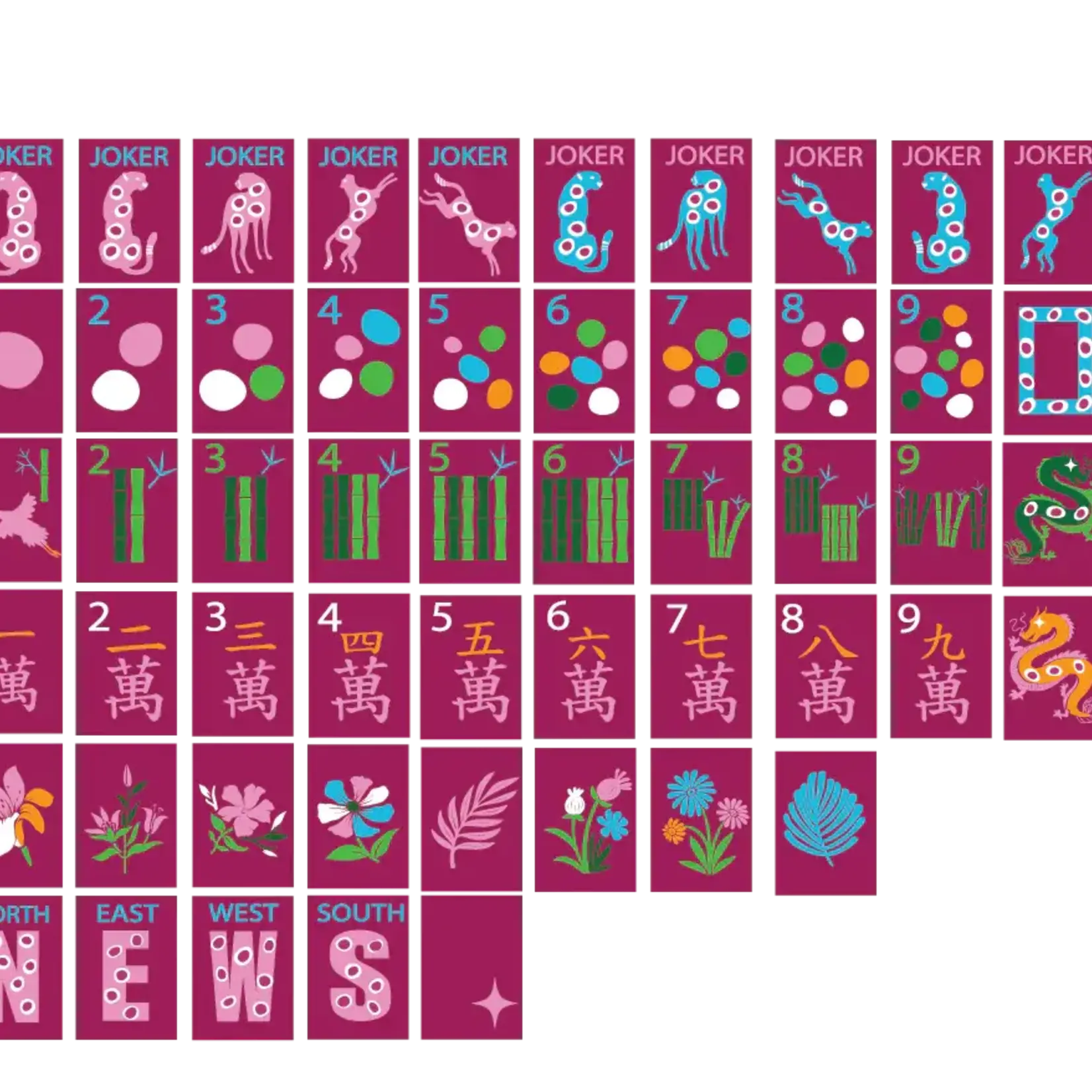 Bespoke Mahjong Wild Pink Springtime Safari Mahjong Tile Set