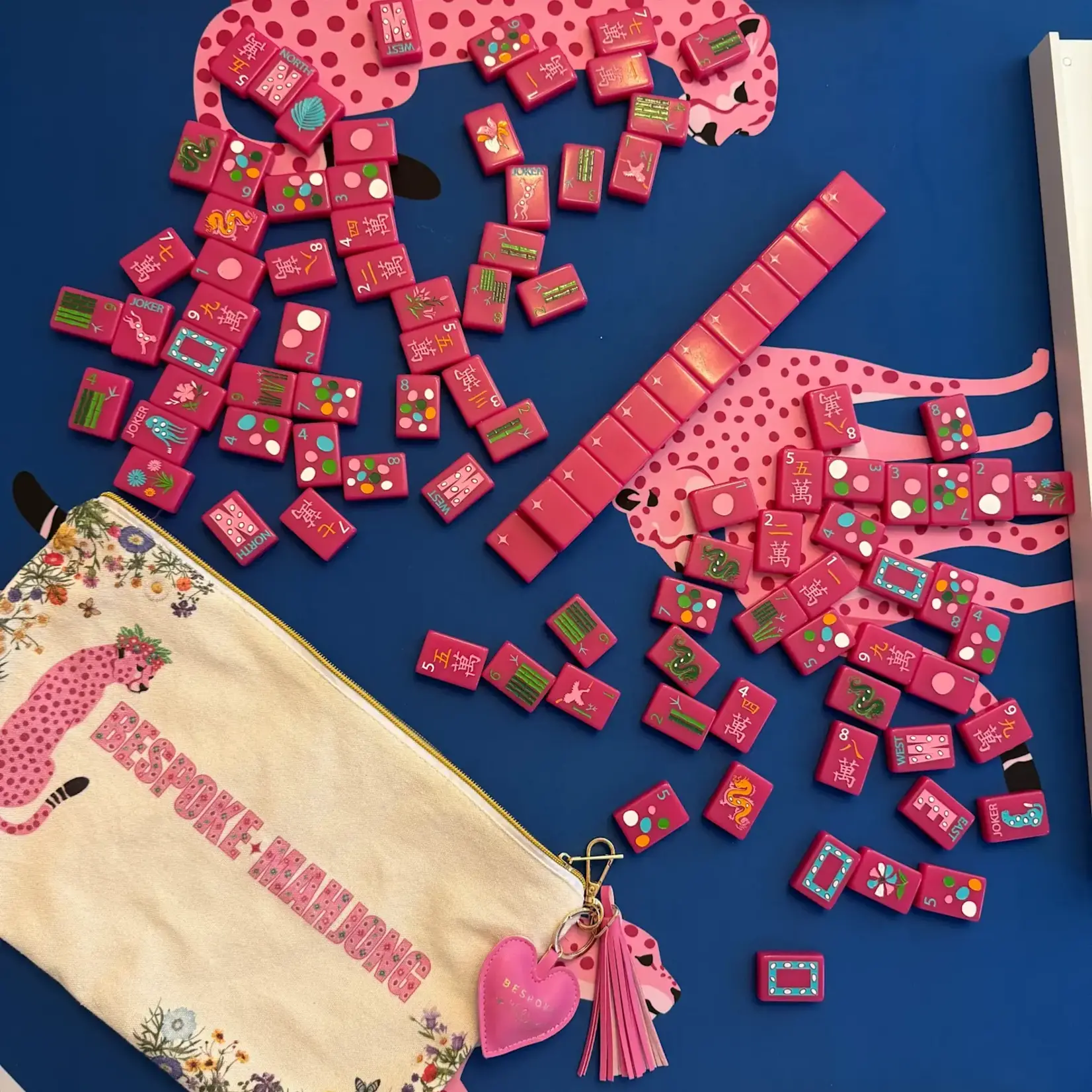 Bespoke Mahjong Wild Pink Springtime Safari Mahjong Tile Set