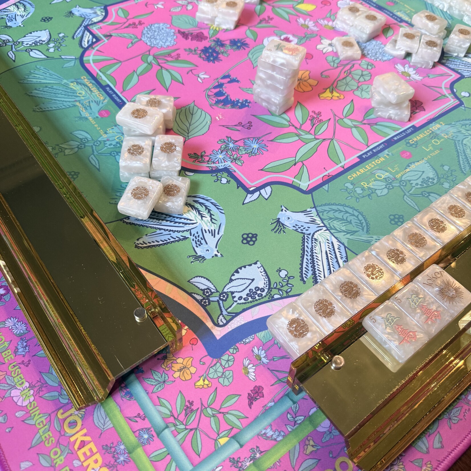 Club Mah Jenn Gold Mirrored Mahjong Racks