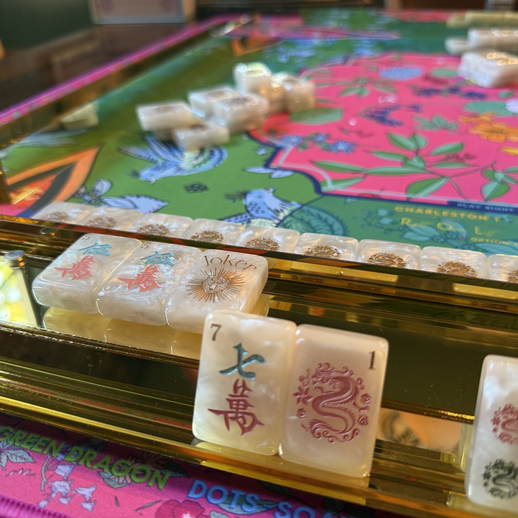 Club Mah Jenn Gold Mirrored Mahjong Racks