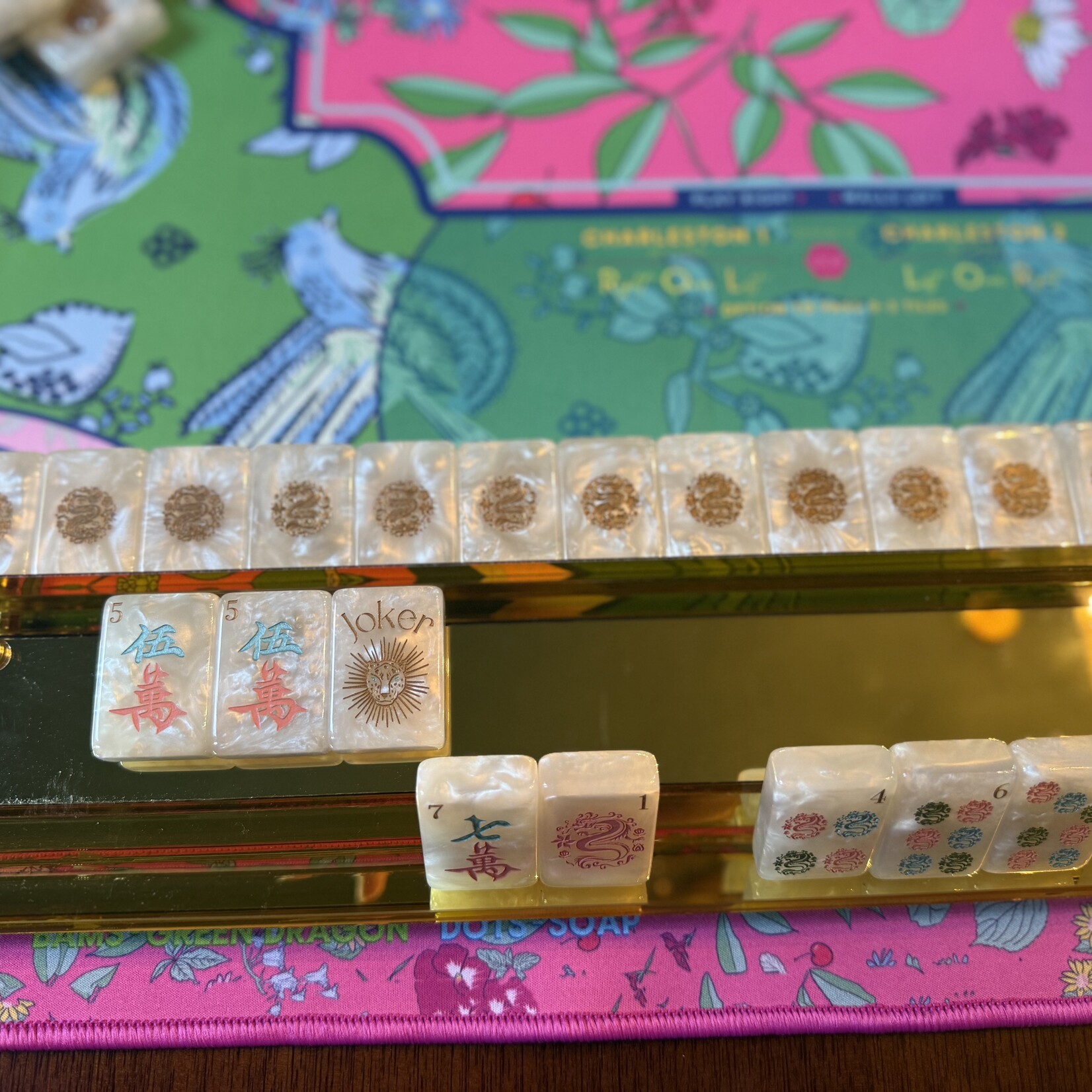 Club Mah Jenn Gold Mirrored Mahjong Racks
