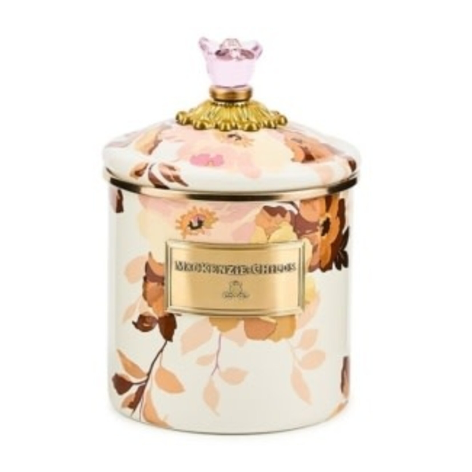 MacKenzie-Childs wild rose white small canister