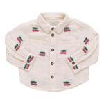 Pink Chicken baby boys jack shirt - tree farm embroidery