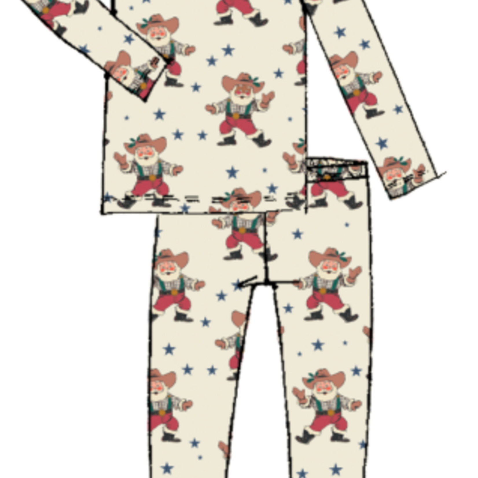 Pink Chicken kids bamboo pj set - western santas