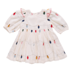 Pink Chicken girls embroidery brooke dress - christmas lights