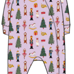 Pink Chicken baby bamboo romper - lavender nutcracker