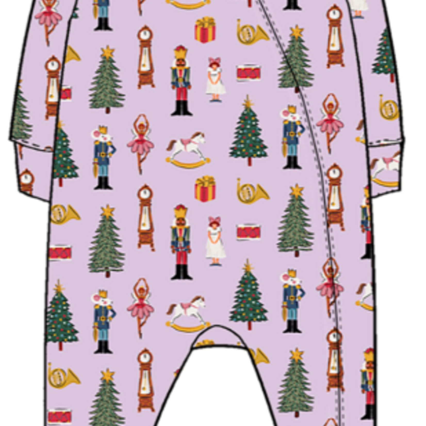 Pink Chicken baby bamboo romper - lavender nutcracker