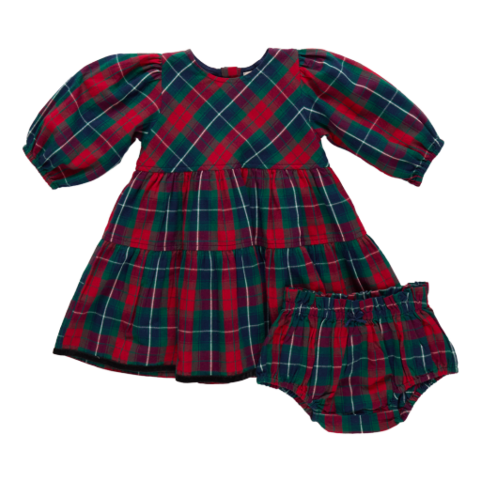 Pink Chicken baby girls maribelle dress set - red tartan
