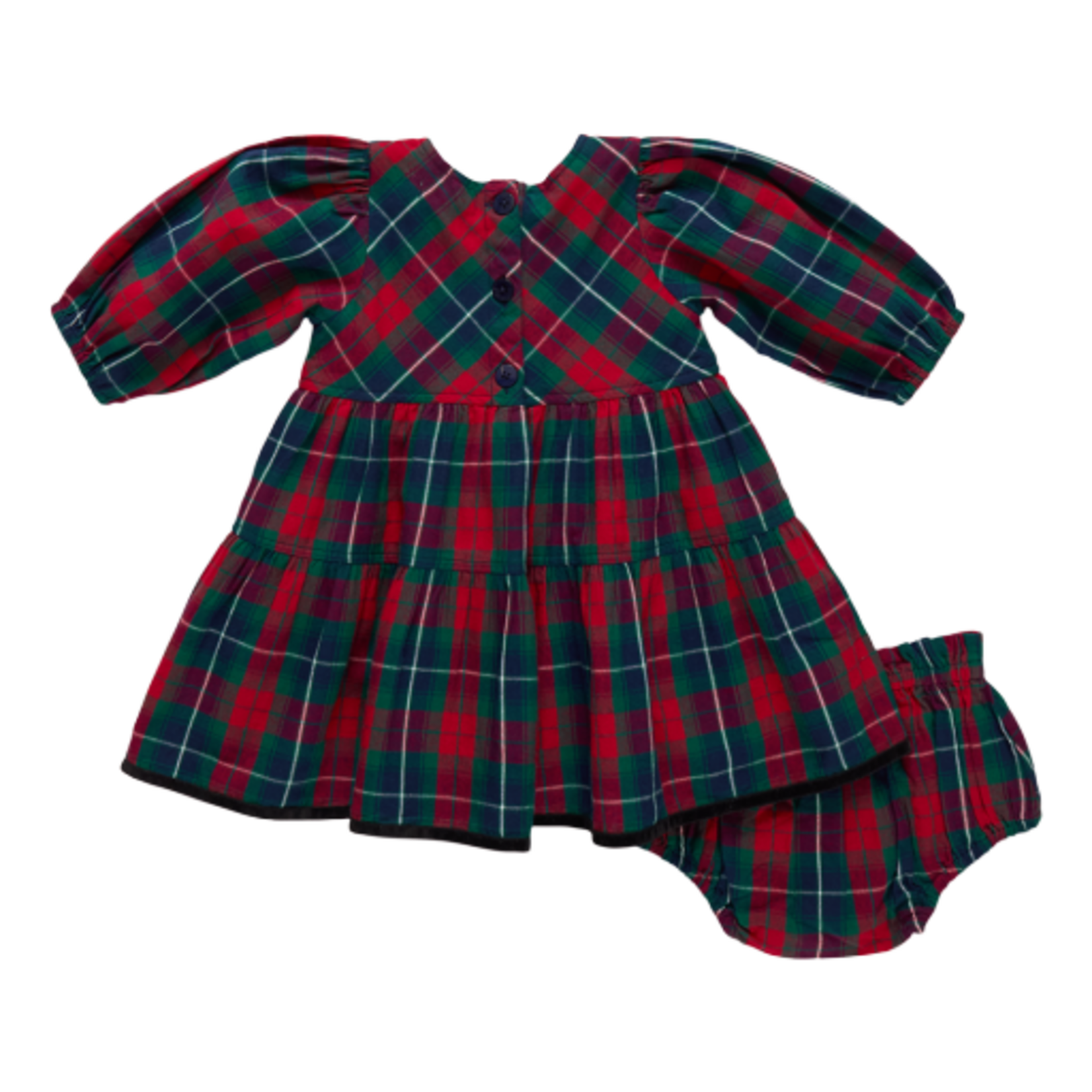 Pink Chicken baby girls maribelle dress set - red tartan