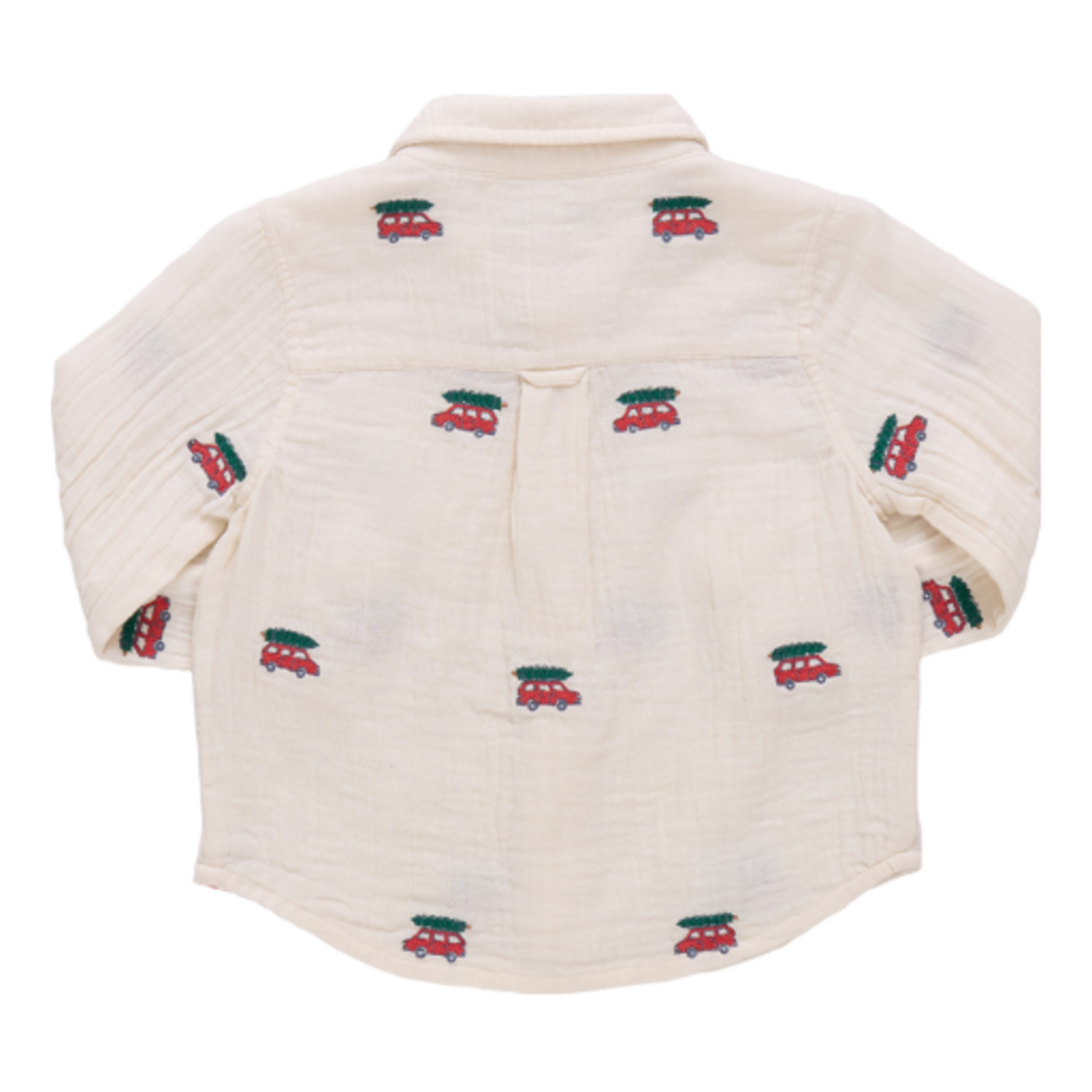 Pink Chicken boys jack shirt - tree farm embroidery