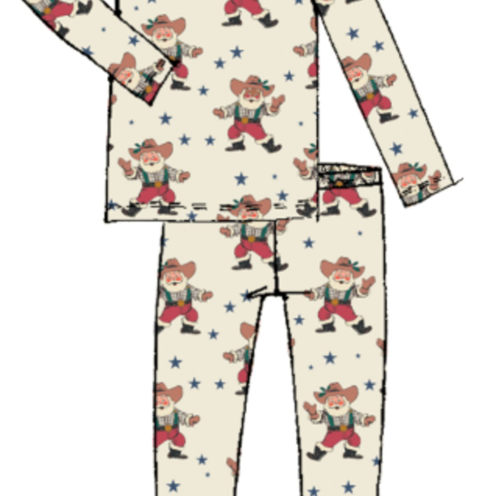 Pink Chicken kids bamboo pj set - western santas