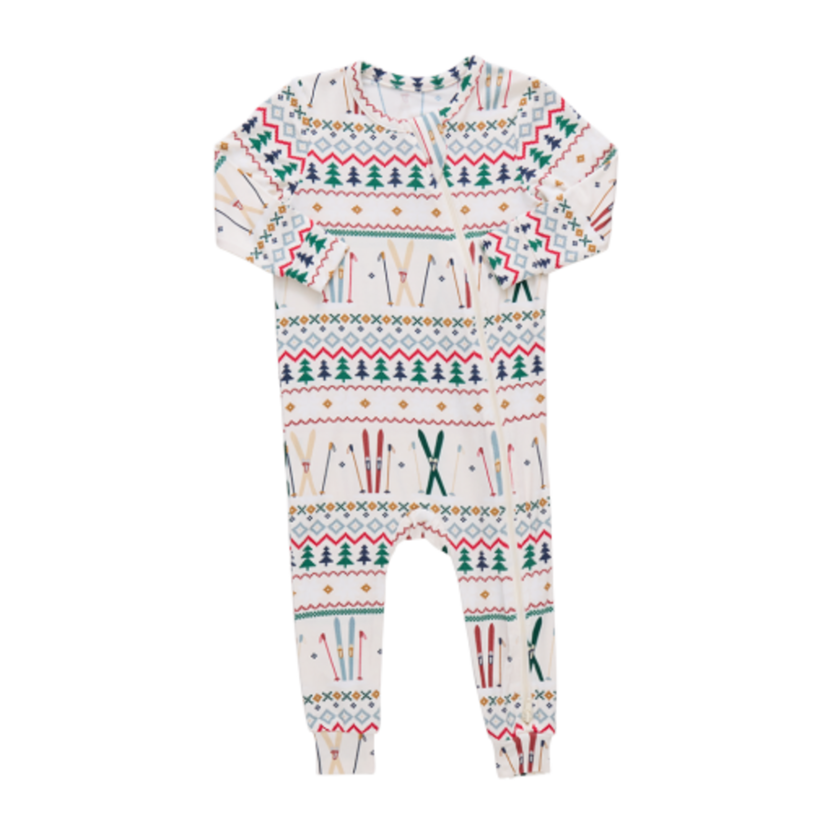 Pink Chicken baby bamboo romper - ski fair isle