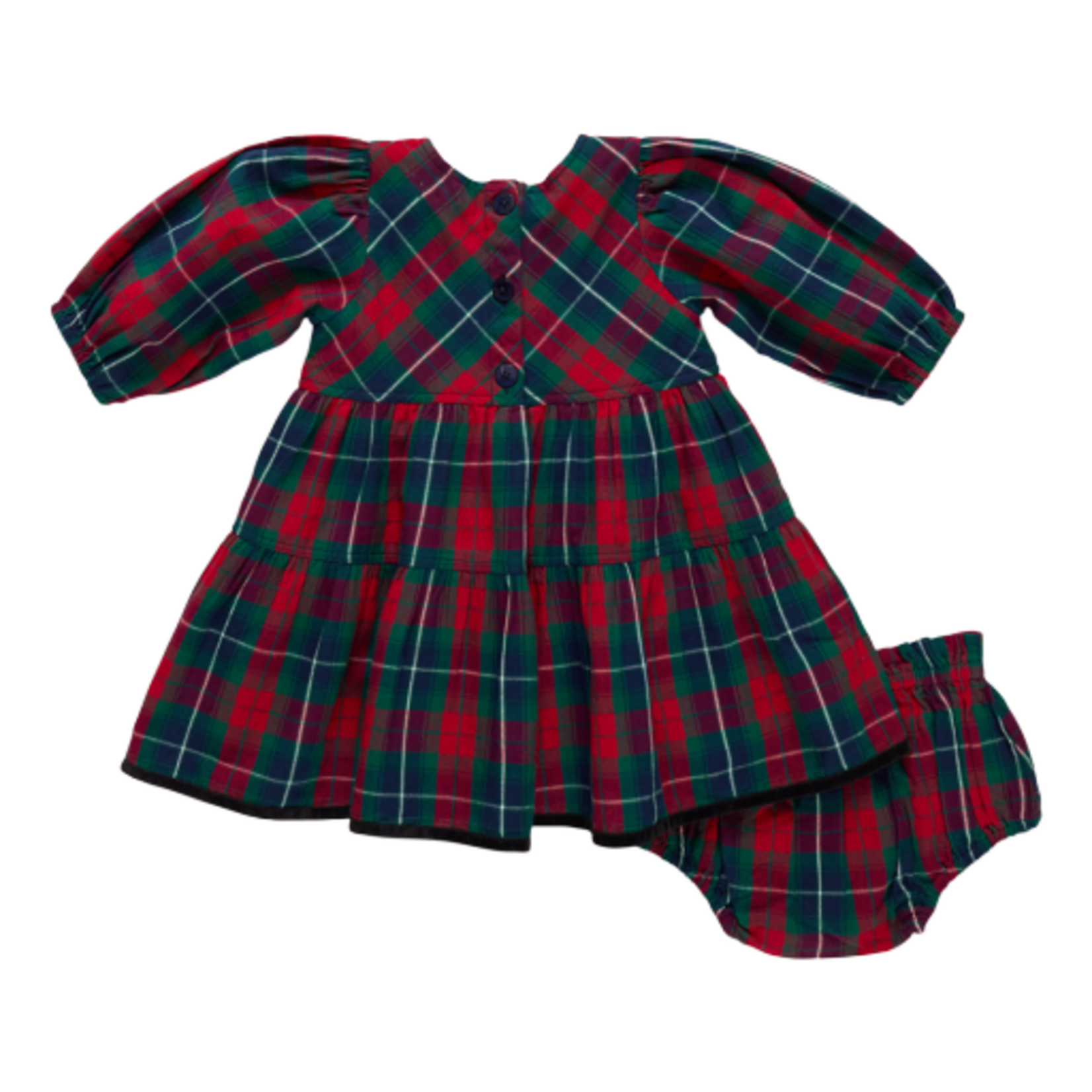 Pink Chicken baby girls maribelle dress set - red tartan