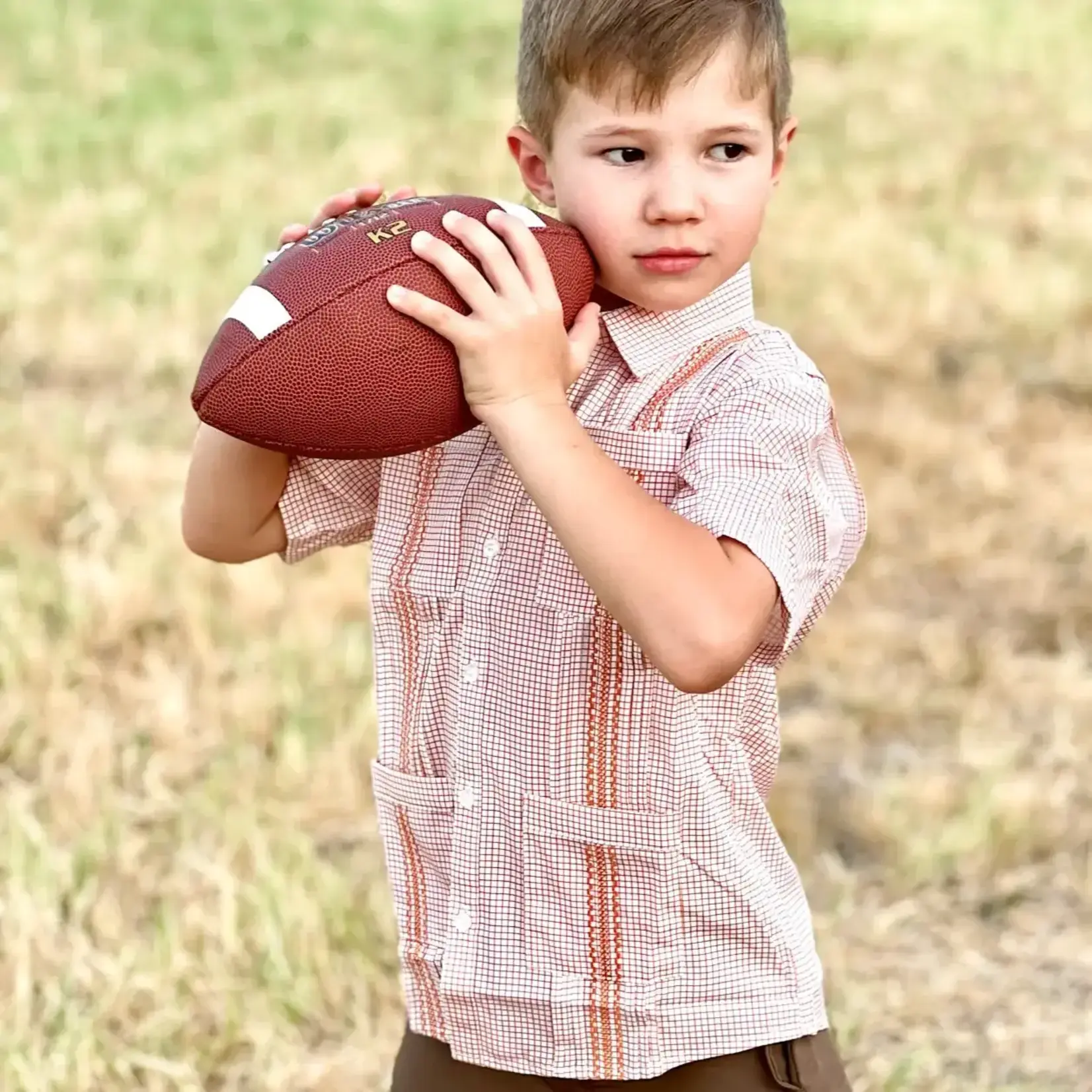 Blue Quail Gameday Guayabera - Burnt Orange Short Sleeve Shirt