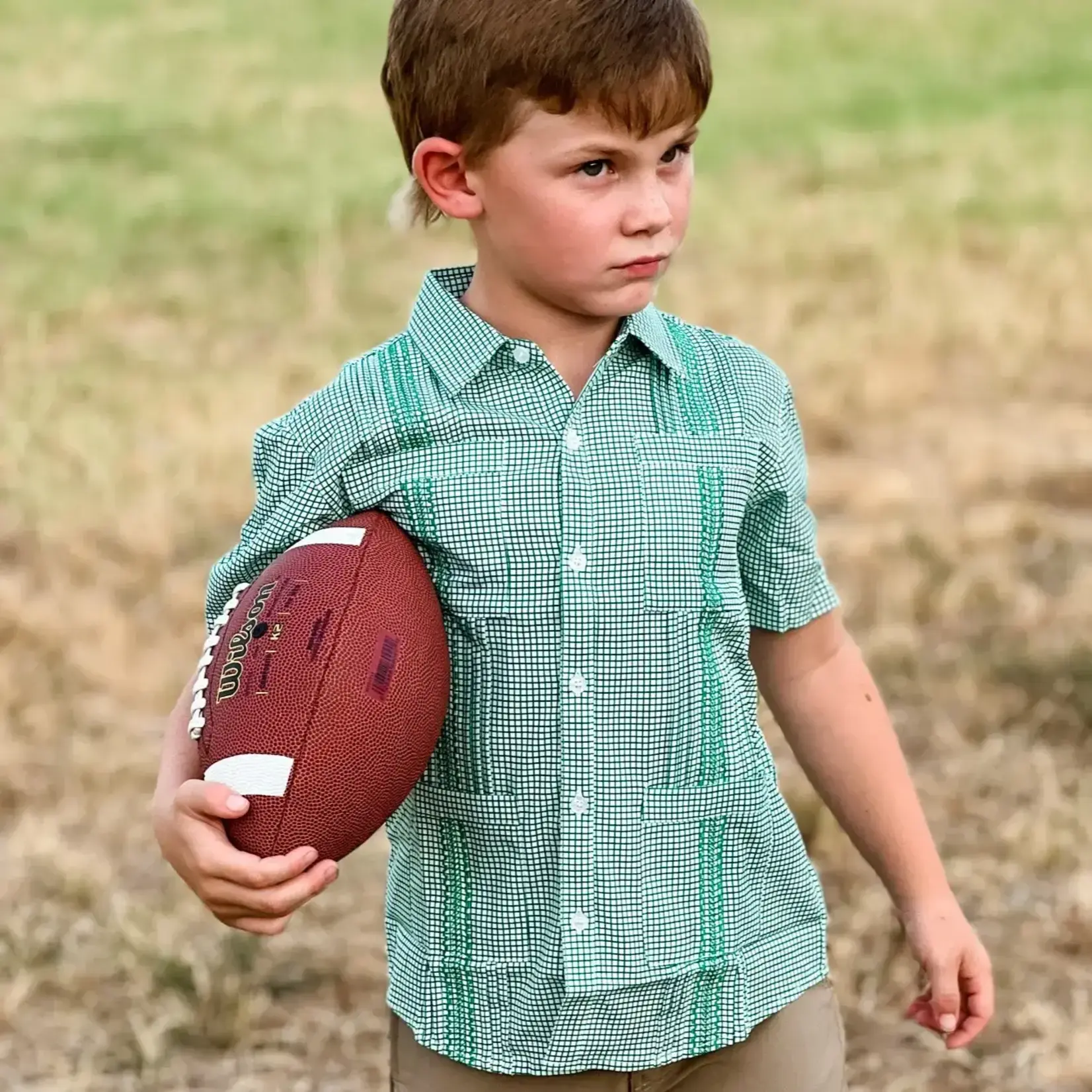 Blue Quail Gameday Guayabera - Green Short Sleeve Shirt