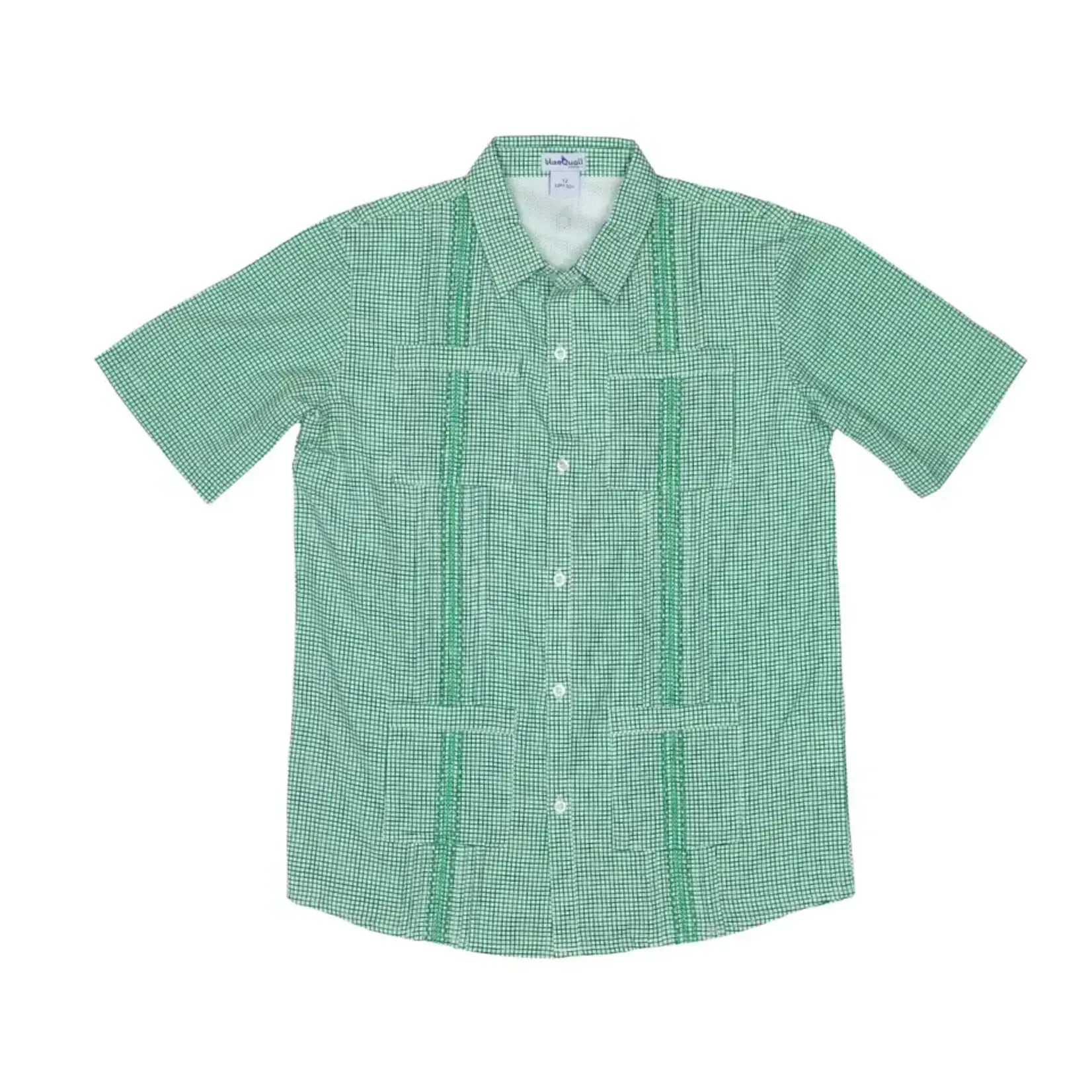 Blue Quail Gameday Guayabera - Green Short Sleeve Shirt