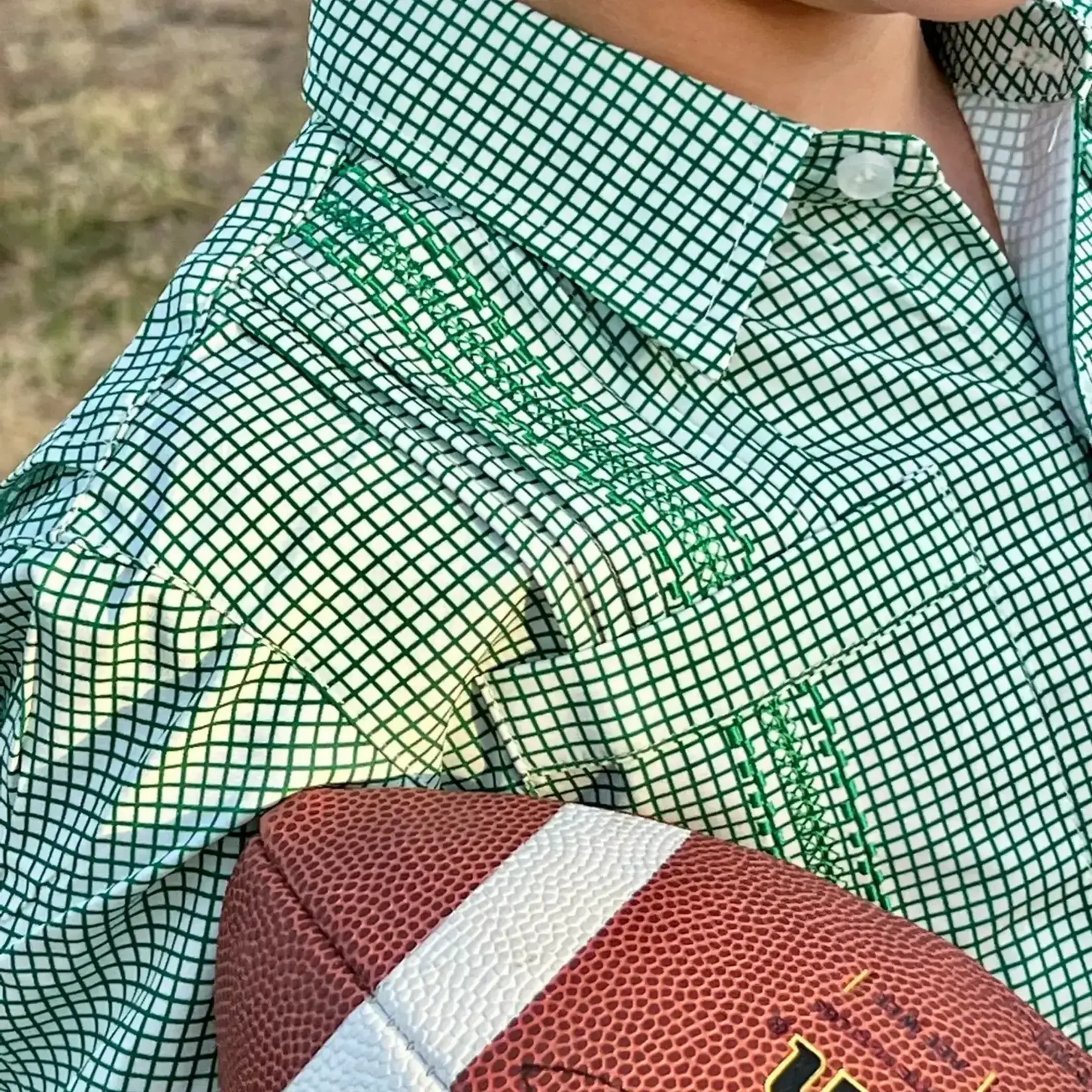 Blue Quail Gameday Guayabera - Green Short Sleeve Shirt