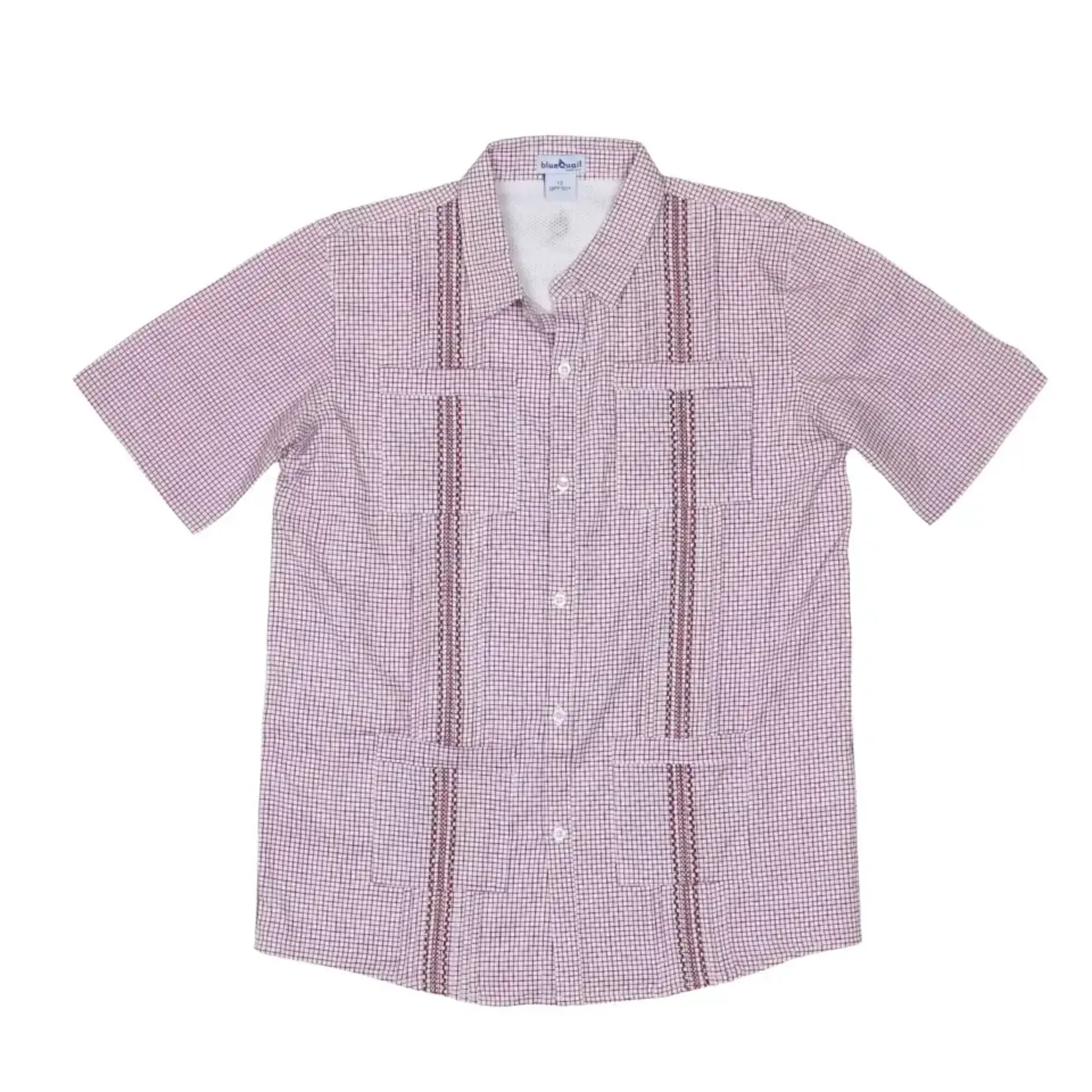 Blue Quail Gameday Guayabera - Maroon Short Sleeve Shirt