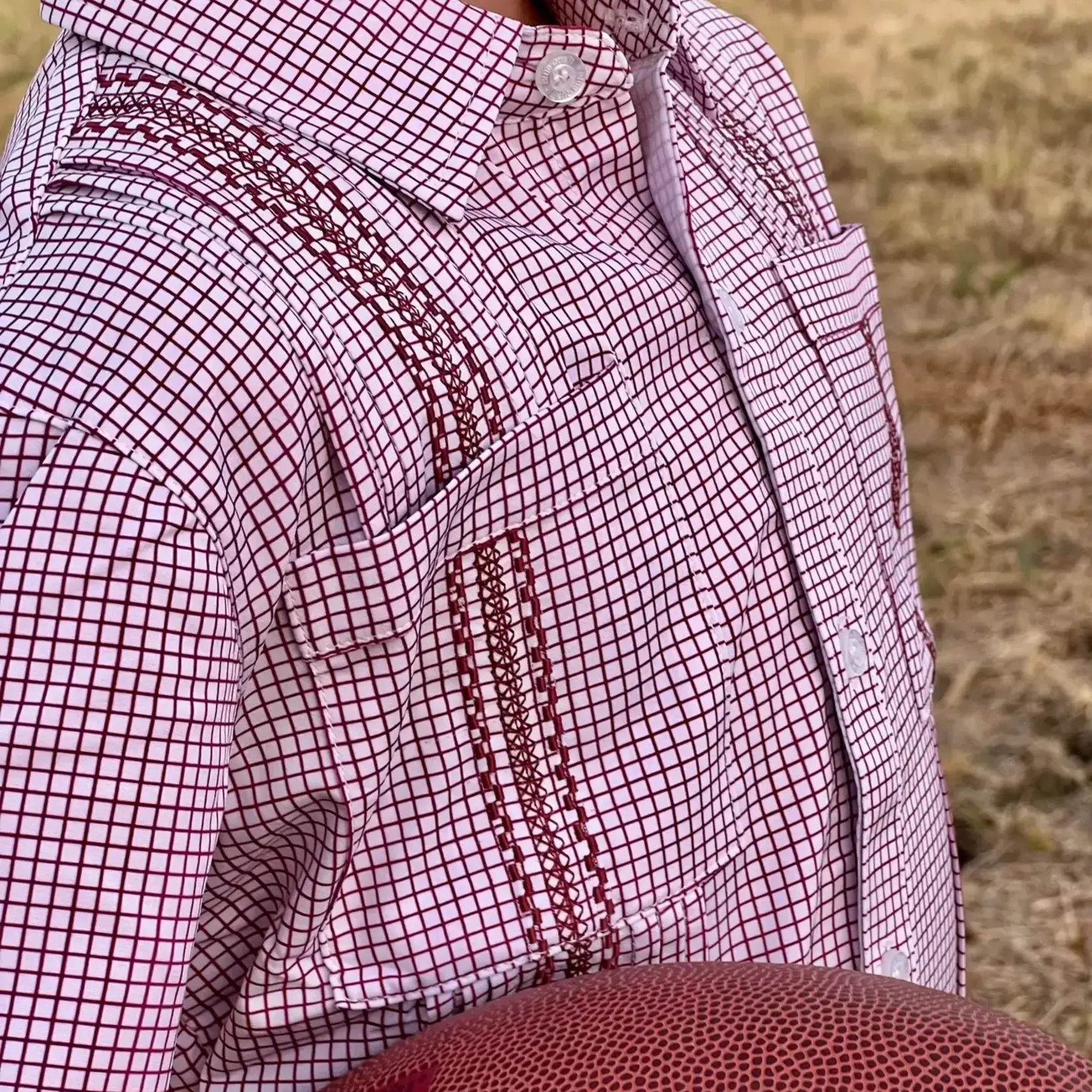 Blue Quail Gameday Guayabera - Maroon Short Sleeve Shirt