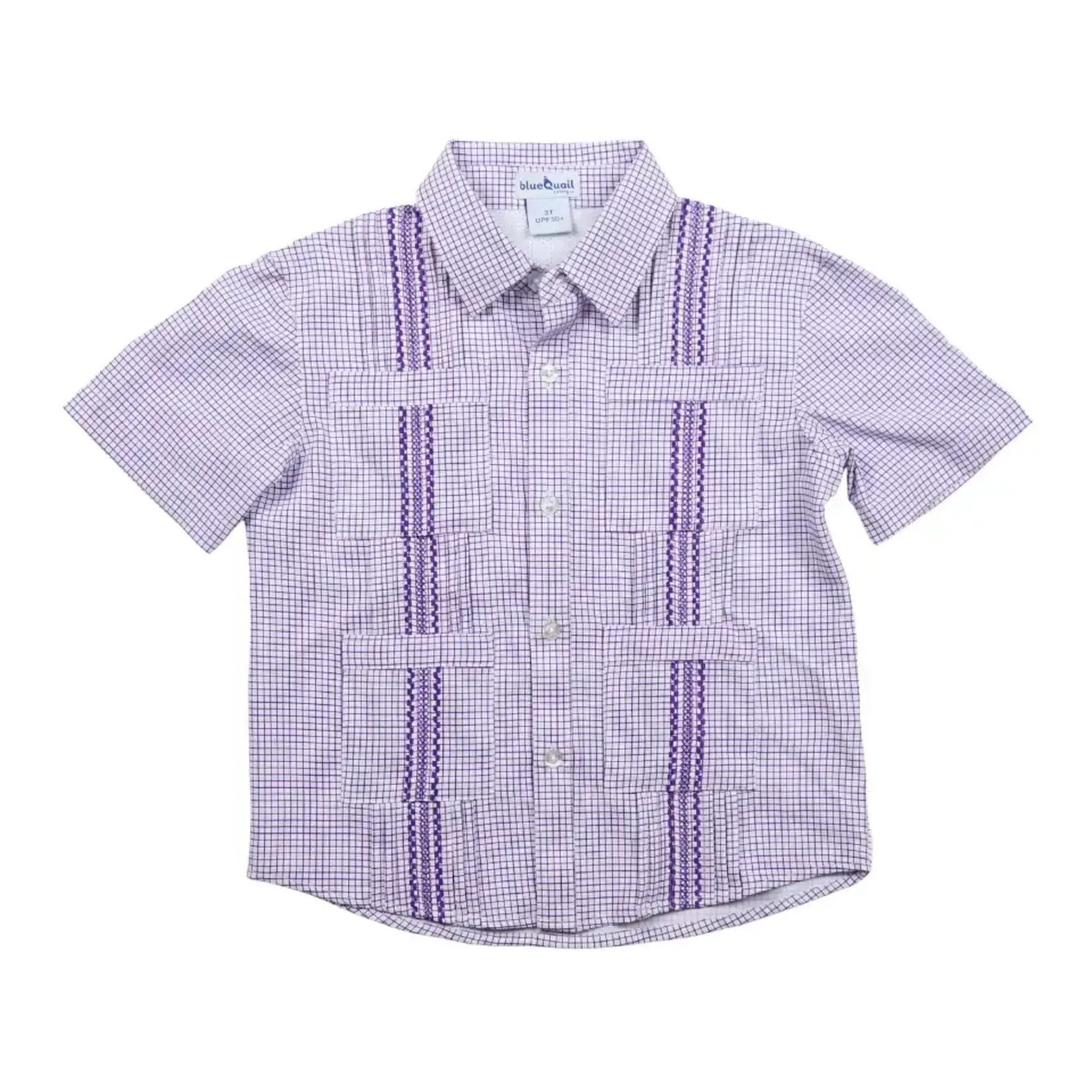 Blue Quail Gameday Guayabera - Purple Short Sleeve Shirt