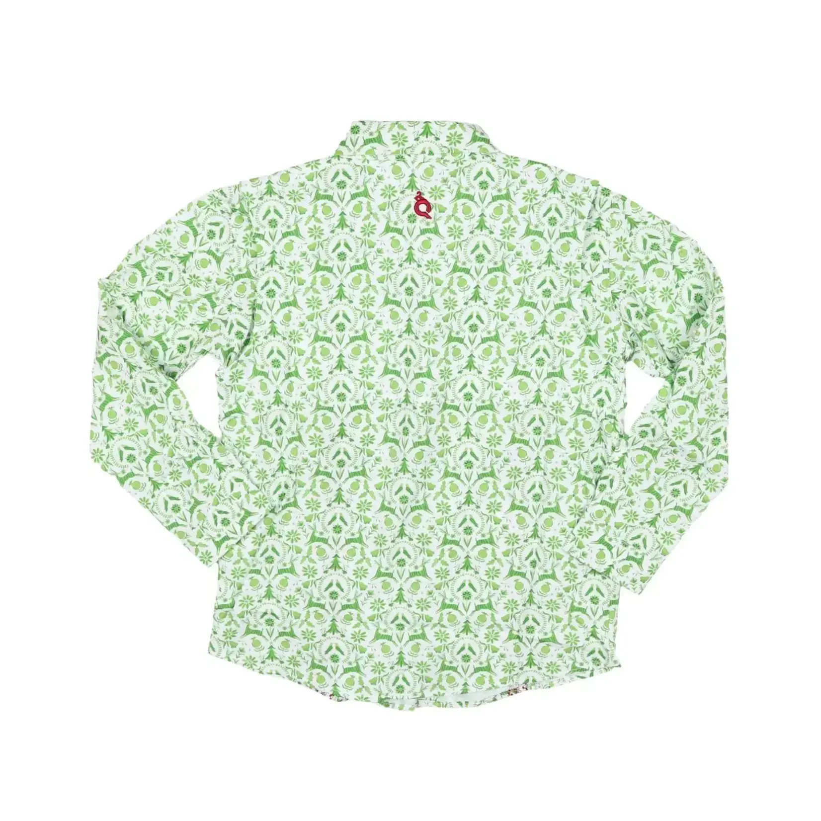 Blue Quail Guayabera - Christmas Otomi Long Sleeve Shirt