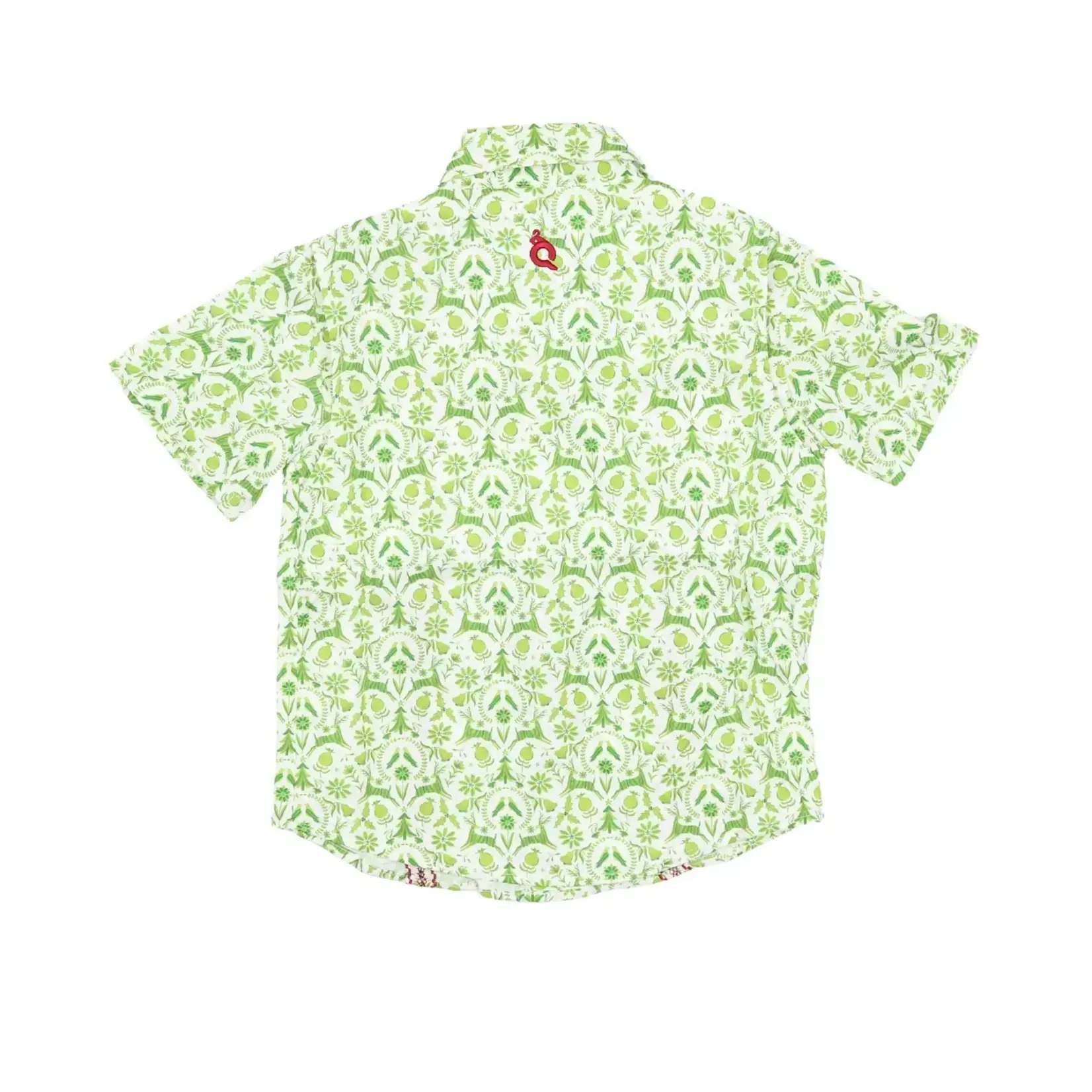Blue Quail Guayabera - Christmas Otomi Short Sleeve Shirt
