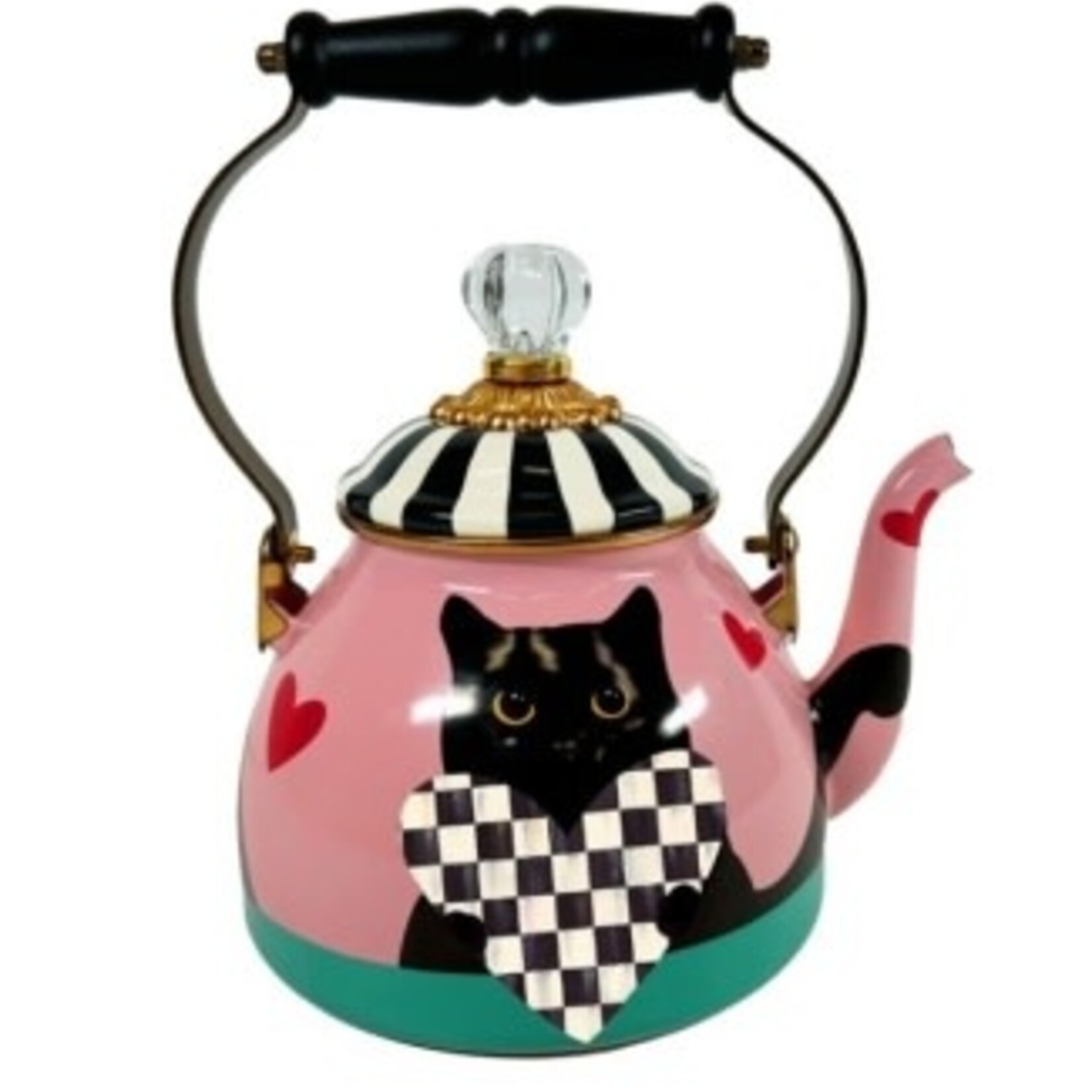 MacKenzie-Childs cat love 2 quart tea kettle