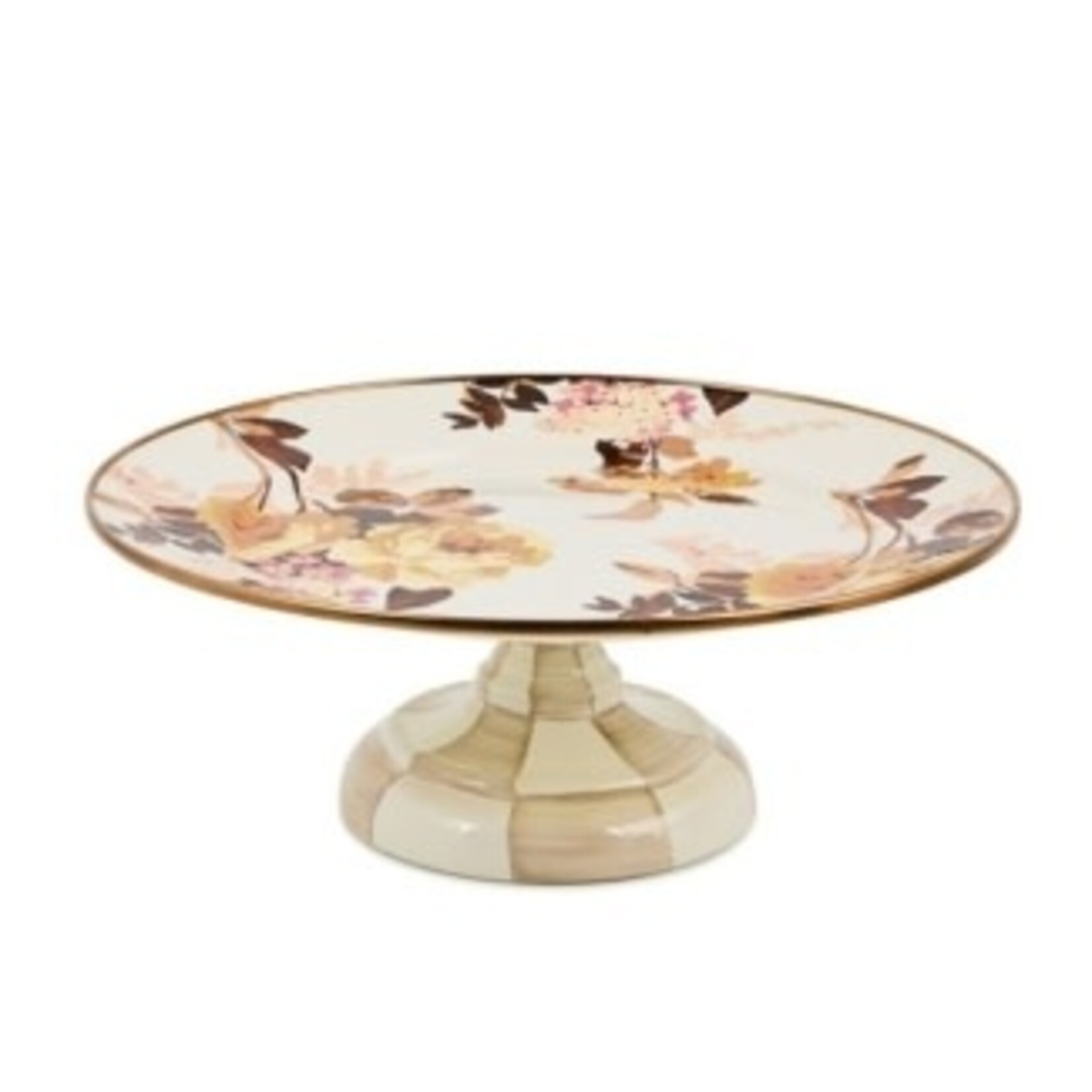 MacKenzie-Childs wild rose white small pedestal platter