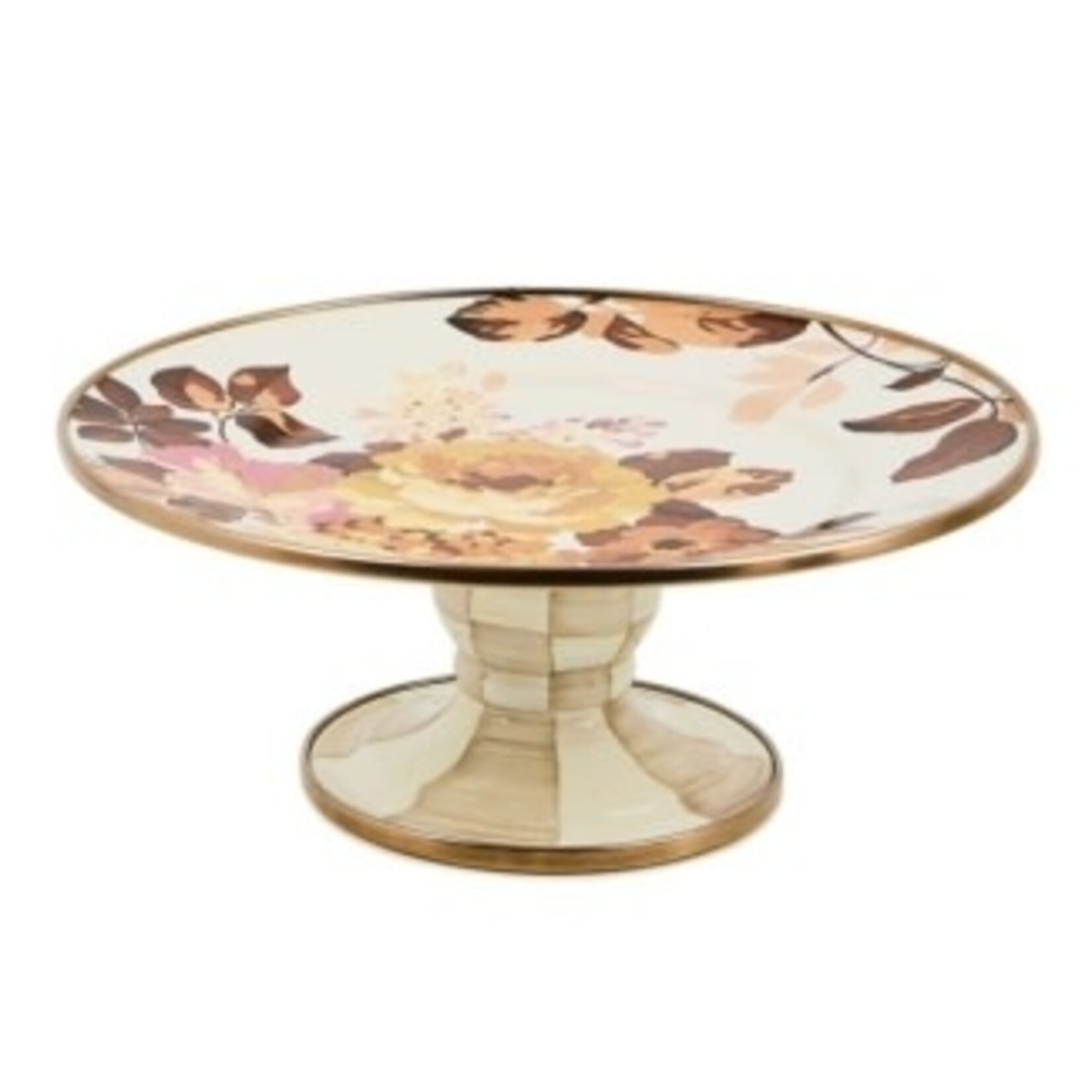 MacKenzie-Childs wild rose white mini pedestal platter