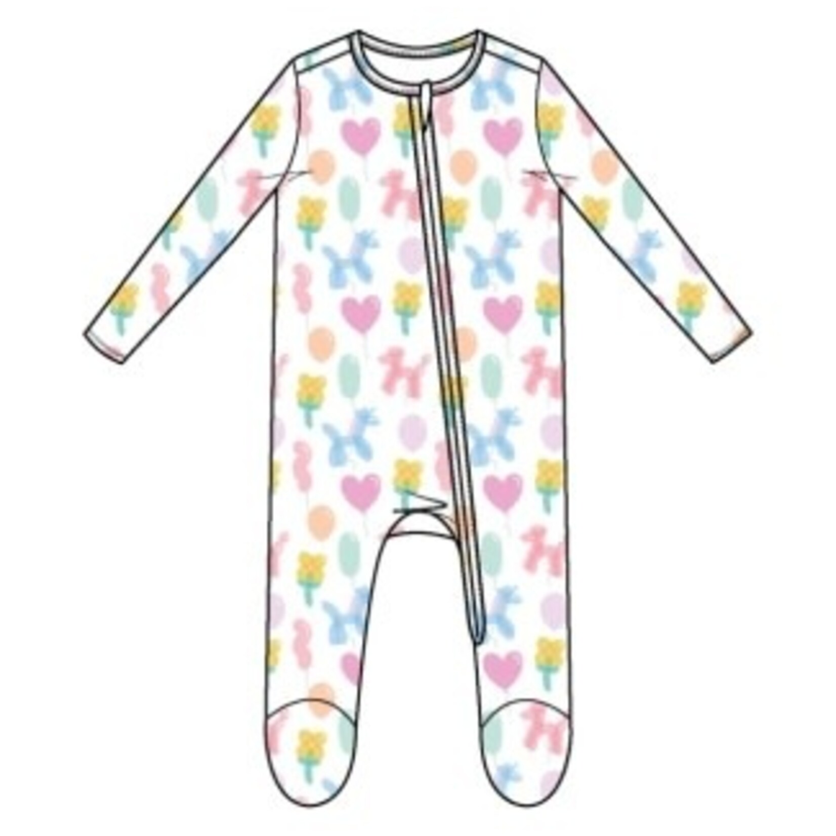 Angel Dear Balloon Animals Pink - 2 Way Zipper Ruffle Back Footie